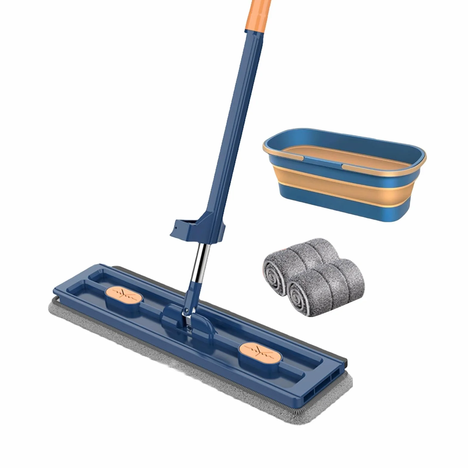 Trapeadores para Limpieza De Pisos,Trapeador De Microfibra | Limpiador con Mango Largo | Trapeador de Microfibra con 2 Almohadillas de Microfibra Lavables para Madera Dura
