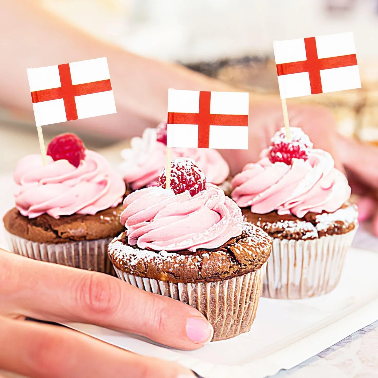 Palillos De Dientes De La Bandera De Inglaterra, Decoraciones De Pasteles De Fútbol