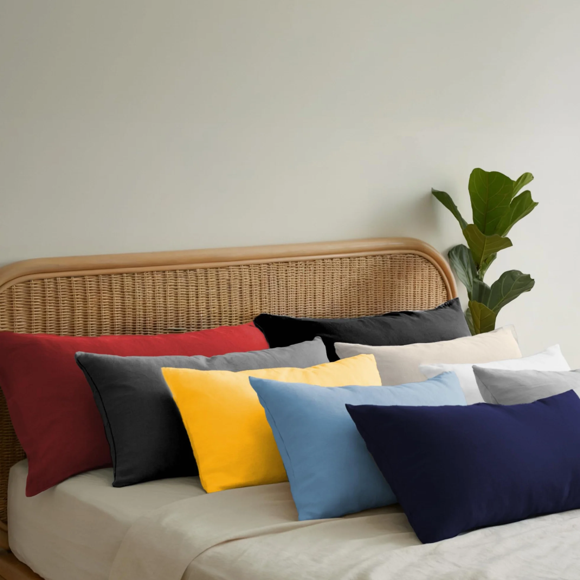 Funda Almohada 30x50 Algodon Jersey Antracita Juego de 2 Protector Cama