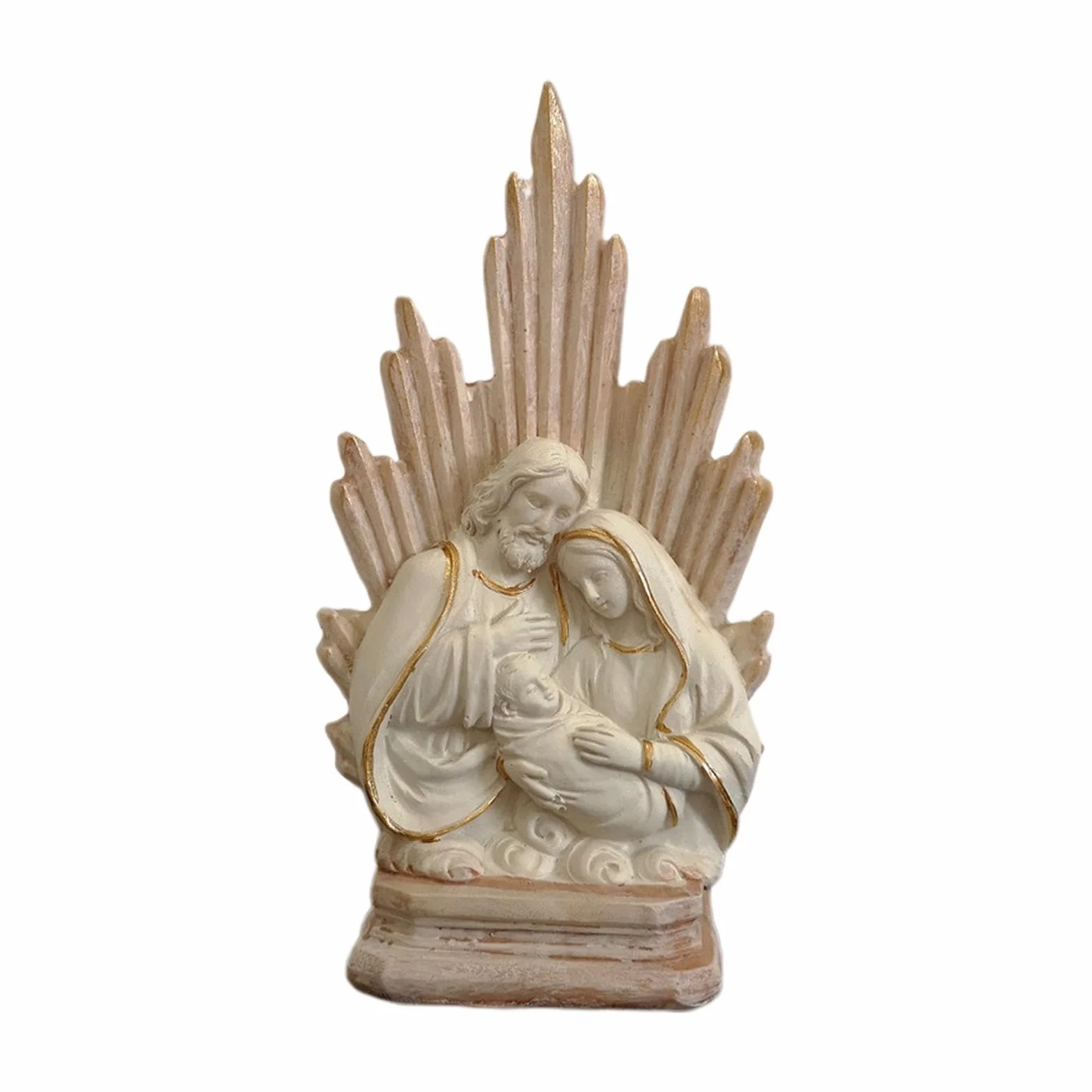 Figura Artesanal La Sagrada Familia Católica para Mesa Sala de Estar