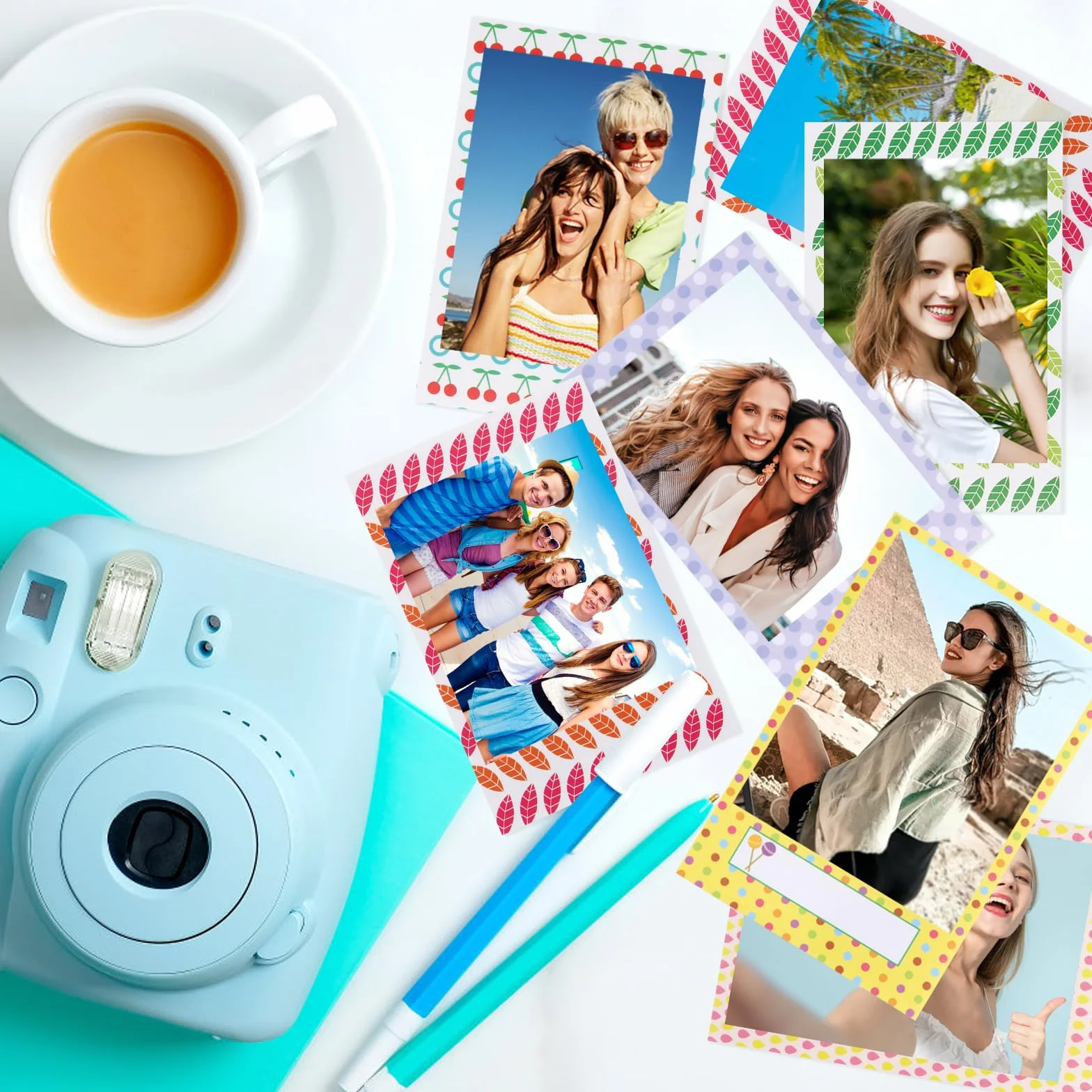 Mini Marcos de Fotos Instantáneas Coloridas, 140 Piezas de Bordes de Fotos Adhesivos para Marcos de Fotos para Películas Polaroid & Fujifilm Instax Mini Film 11 9 8 70 7s Cámara de Fotos