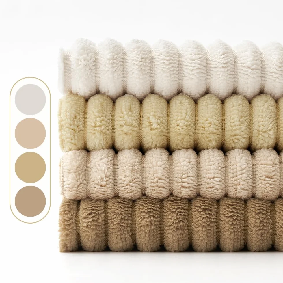 EMEMA Funda Cojines 4 Piezas 45x45 cm Corduroy Pana Rayas Decoración Moderna para Sofá