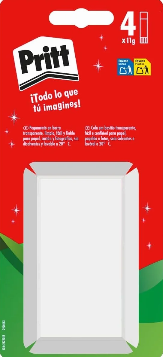 Pritt Barra Adhesiva, pegamento infantil seguro para niños, cola universal 3+1 x 11 g