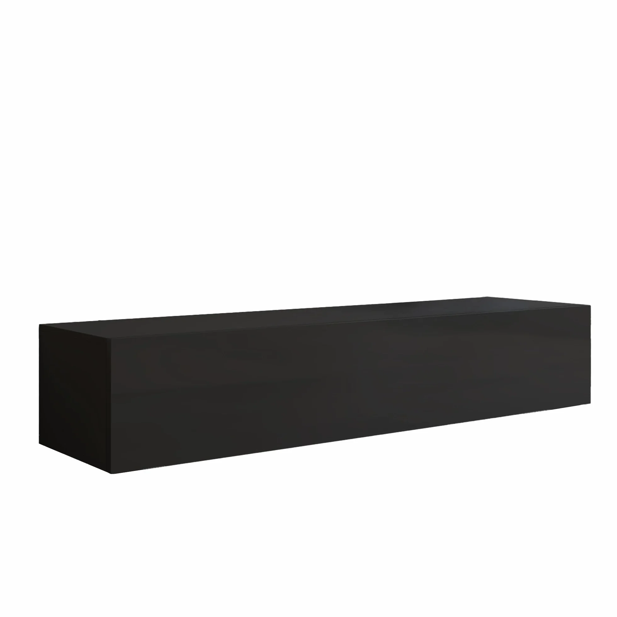 MB Muebles Bonitos, Mueble TV Colgante Nora H2 para Salón Moderno, 1 Puerta 3 Compartimentos, Color Negro, 160x30x40 cm