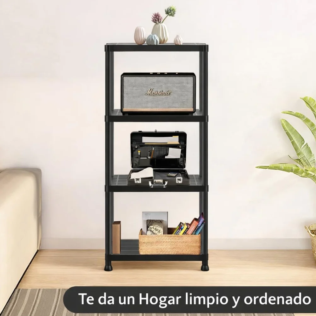 T-LOVENDO.ES Pack 2 Estanterías de Plástico modulares 130x60x30 cm con 4 baldas Resistentes| Estantería Almacenaje Interior y Exterior Garaje o Trastero| Montaje sin Herramientas