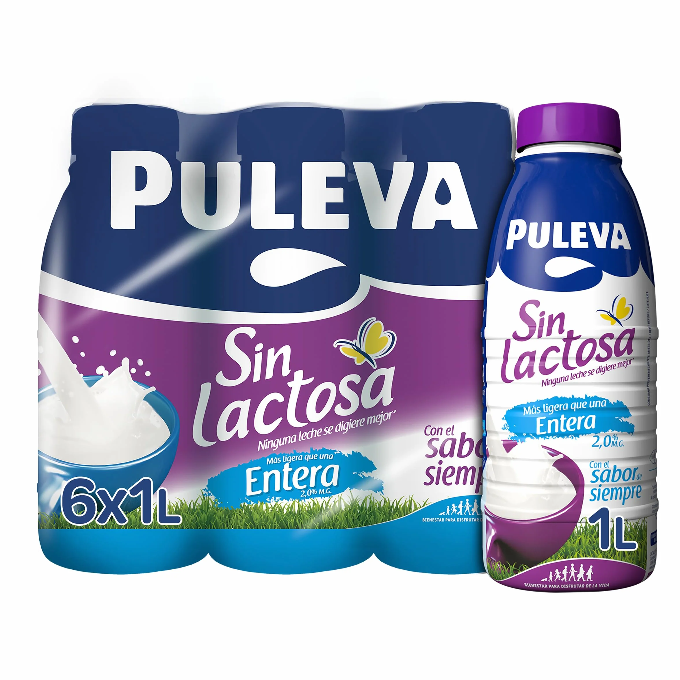 Puleva Mañanas Ligeras Leche Sin Lactosa Entera 6 x 1 L