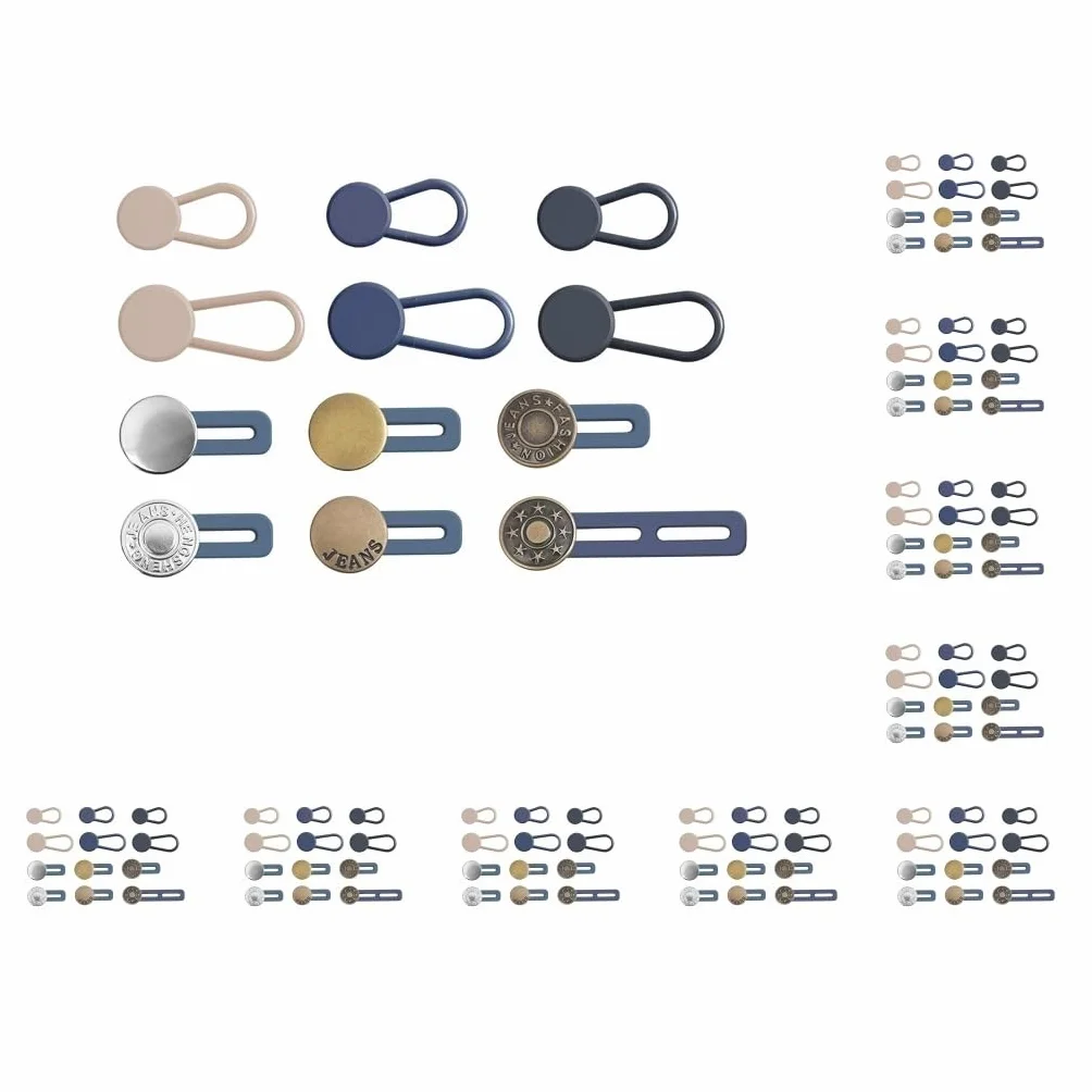 Juego de 10 extensores de botones para pantalones, sin coser, flexibles, invisibles, para camisas y ropa