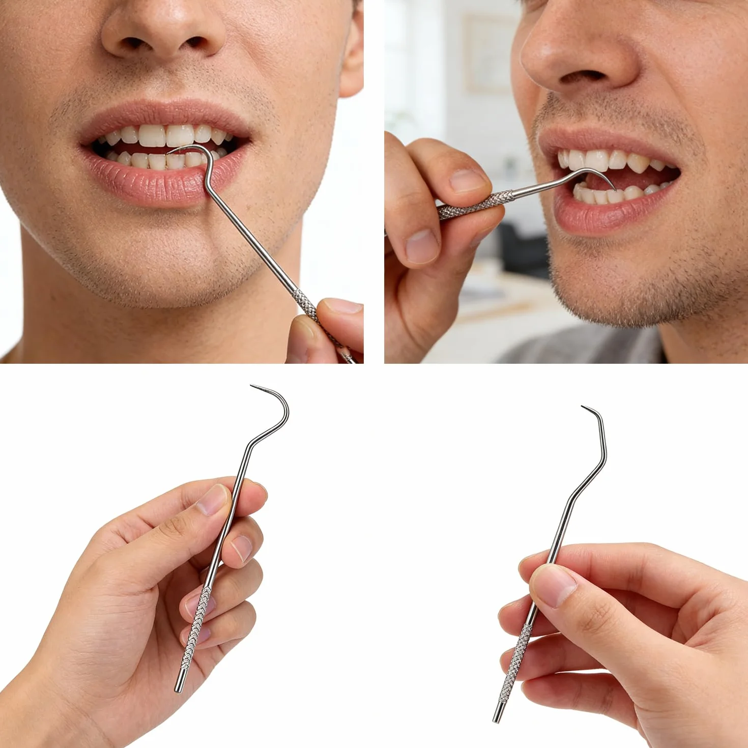 7 Piezas palillos de dientes de acero inoxidable 304, palillos de dientes portátiles de metal y titanio, Con Soporte y llavero, reutilizables para acampar al aire libre, picnic, viajes