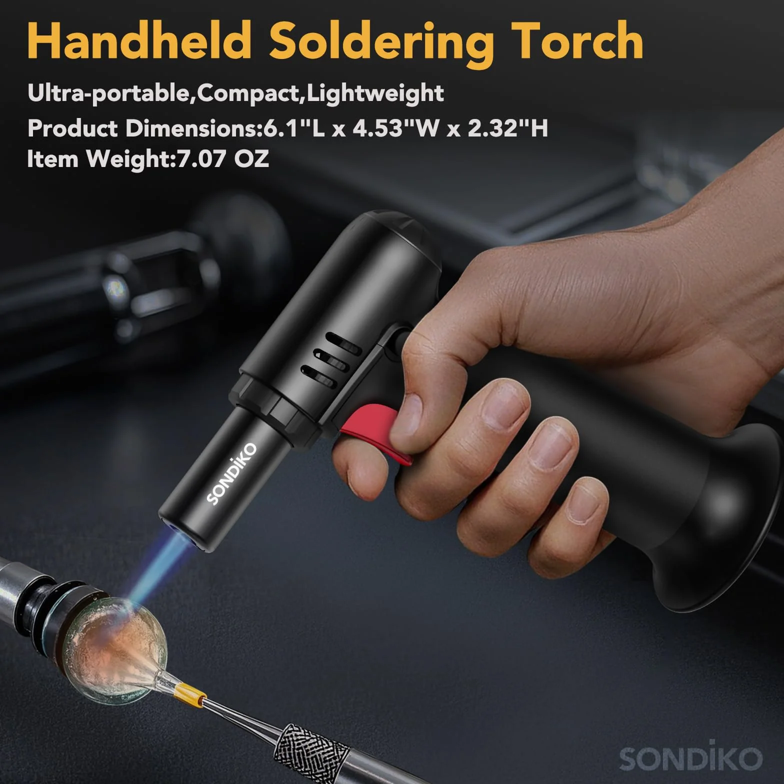 Sondiko Soplete de Cocina S907, Recargable con Bloqueo de Seguridad y Llama Ajustable