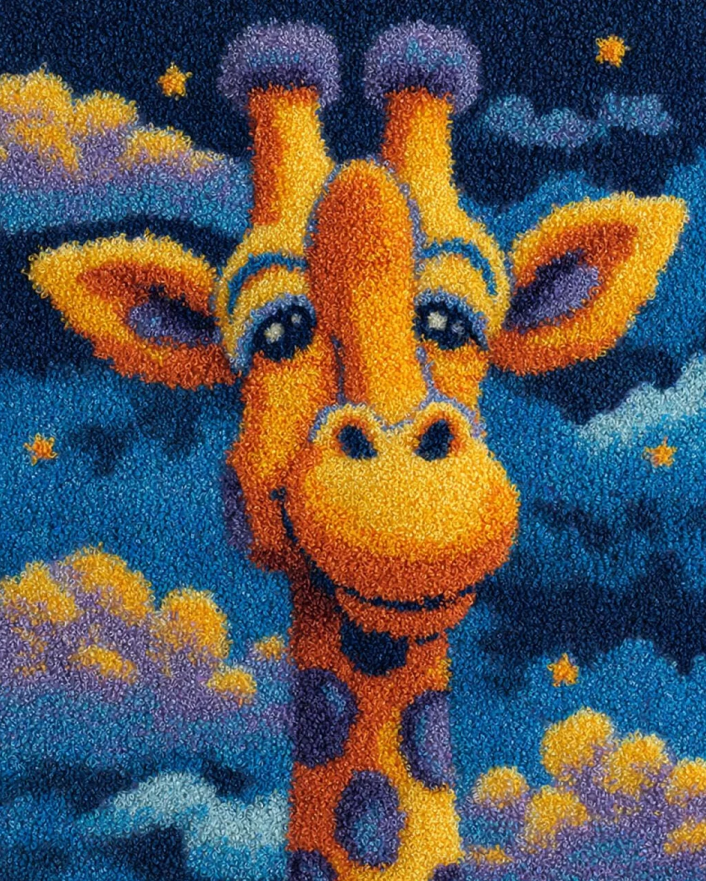 Animal Diy Kit Manualidades Alfombra La Jirafa Y El Cielo Estrellado Kits De Ganchillo Para Hacer Alfombras，Juego De Bordado,Kit De Ganchillo Para Principiantes，Manualidades De Costur 21x29in