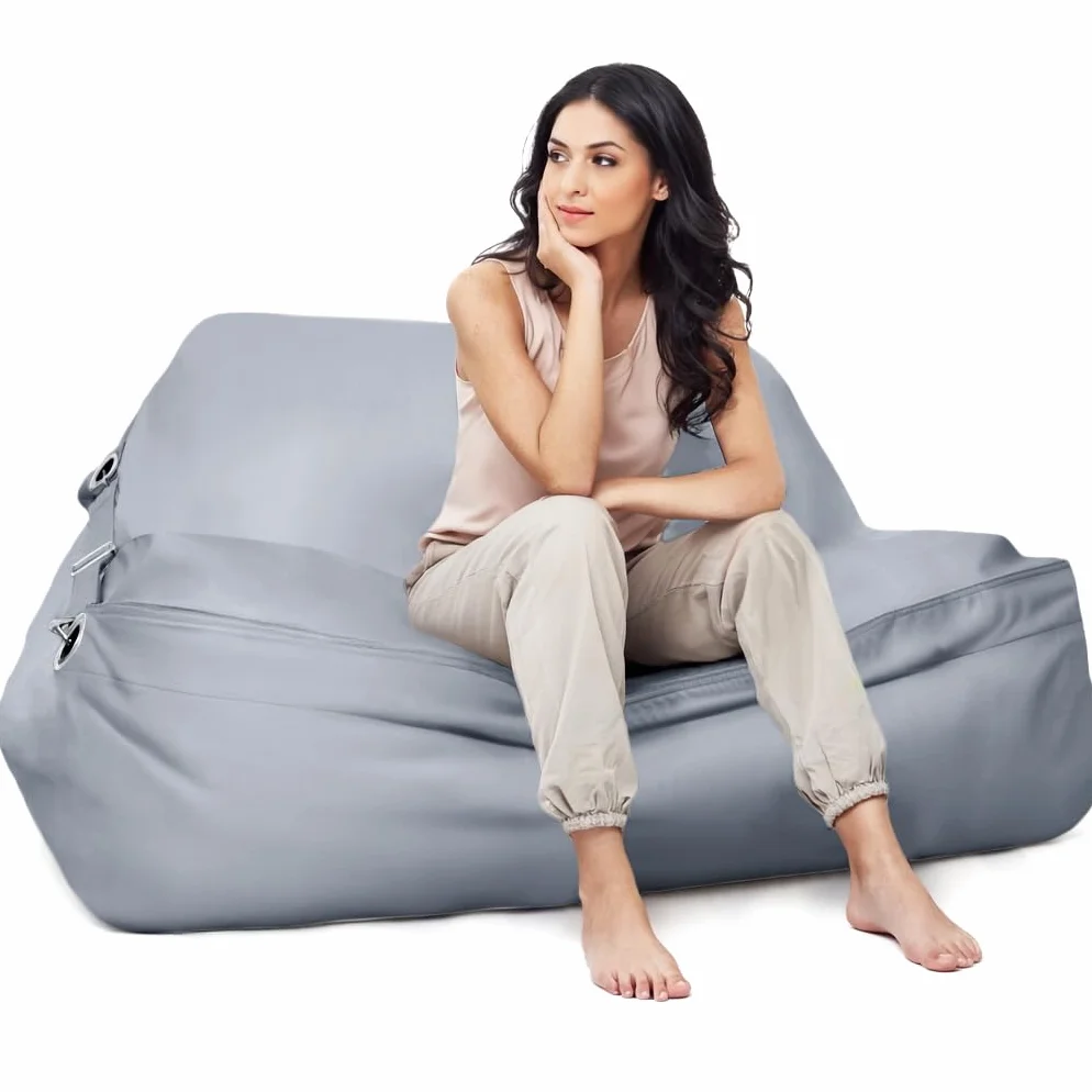Aiire Puff Exterior de Lujo XXL - [180x140 cm] Puf Gigante con Relleno Incluido en Olefina Premium - Moderno Bean Bag para Piscina, Jardín o Terraza - Sofa de Suelo Interior o Exterior Gris