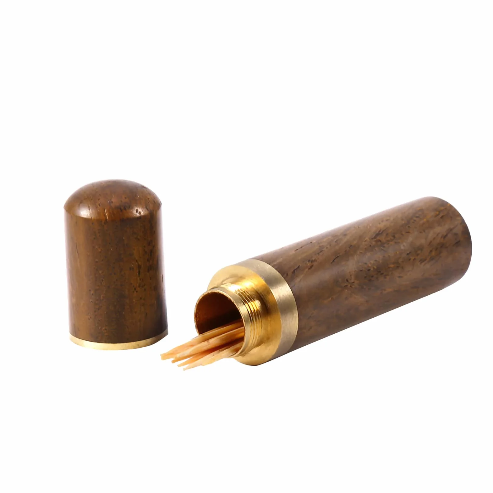 Mondadientes dispensador de madera portátil elegante palillero Tooth Pick Holder Caja