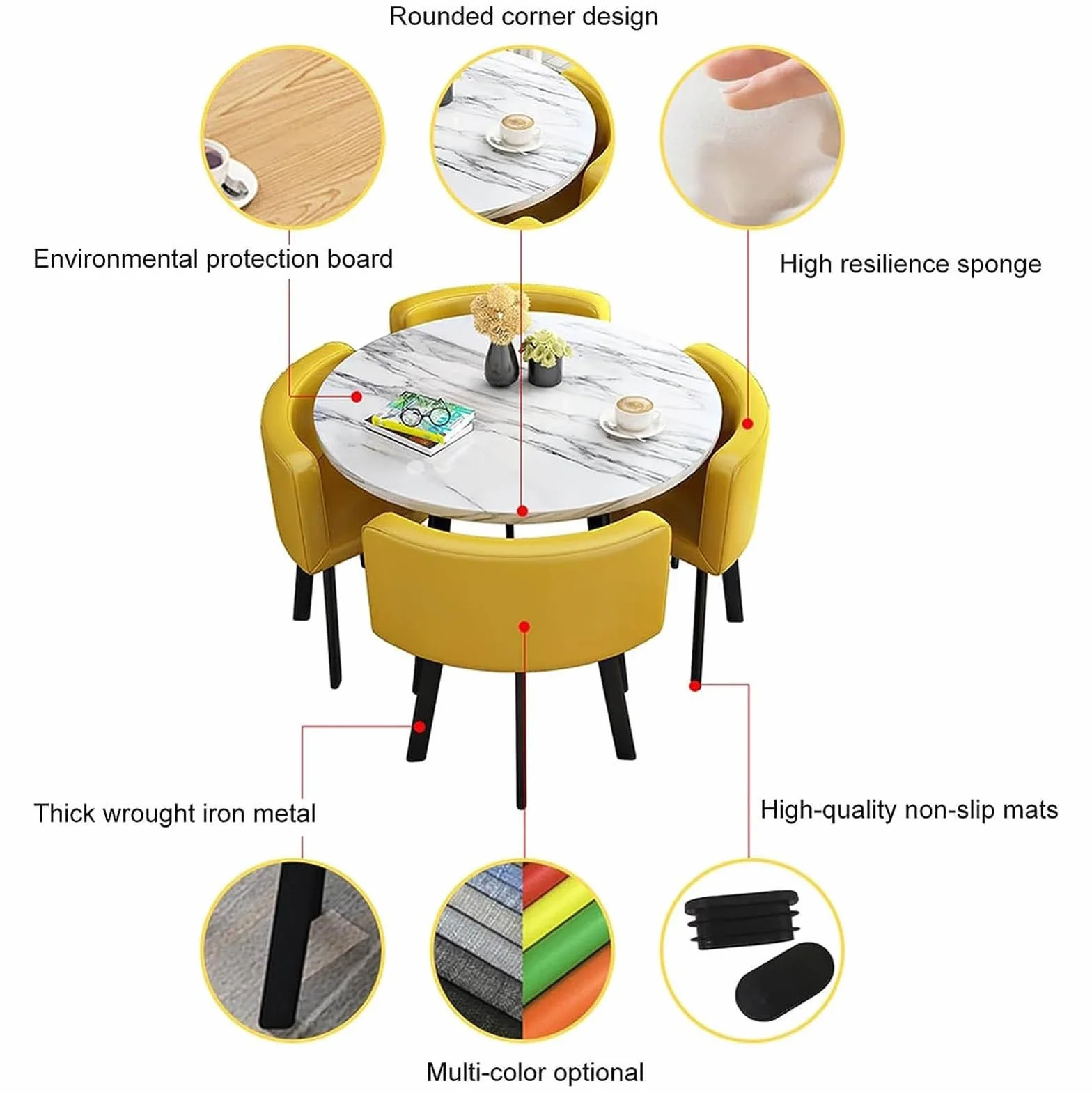 Juego de mesa y sillas de oficina, recepción, mesas y sillas de oficina pequeñas, muebles modernos de comedor para cocina y sala de estar (B)