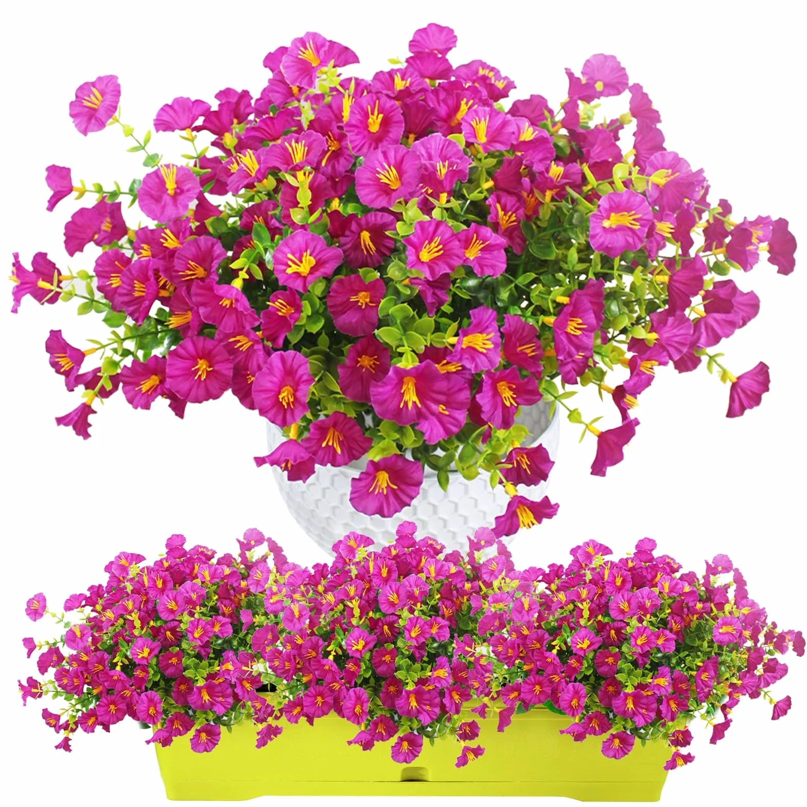 Flores Artificiales de Exterior Resistentes UV, 6 Paquetes para Jardín Balcón Porche