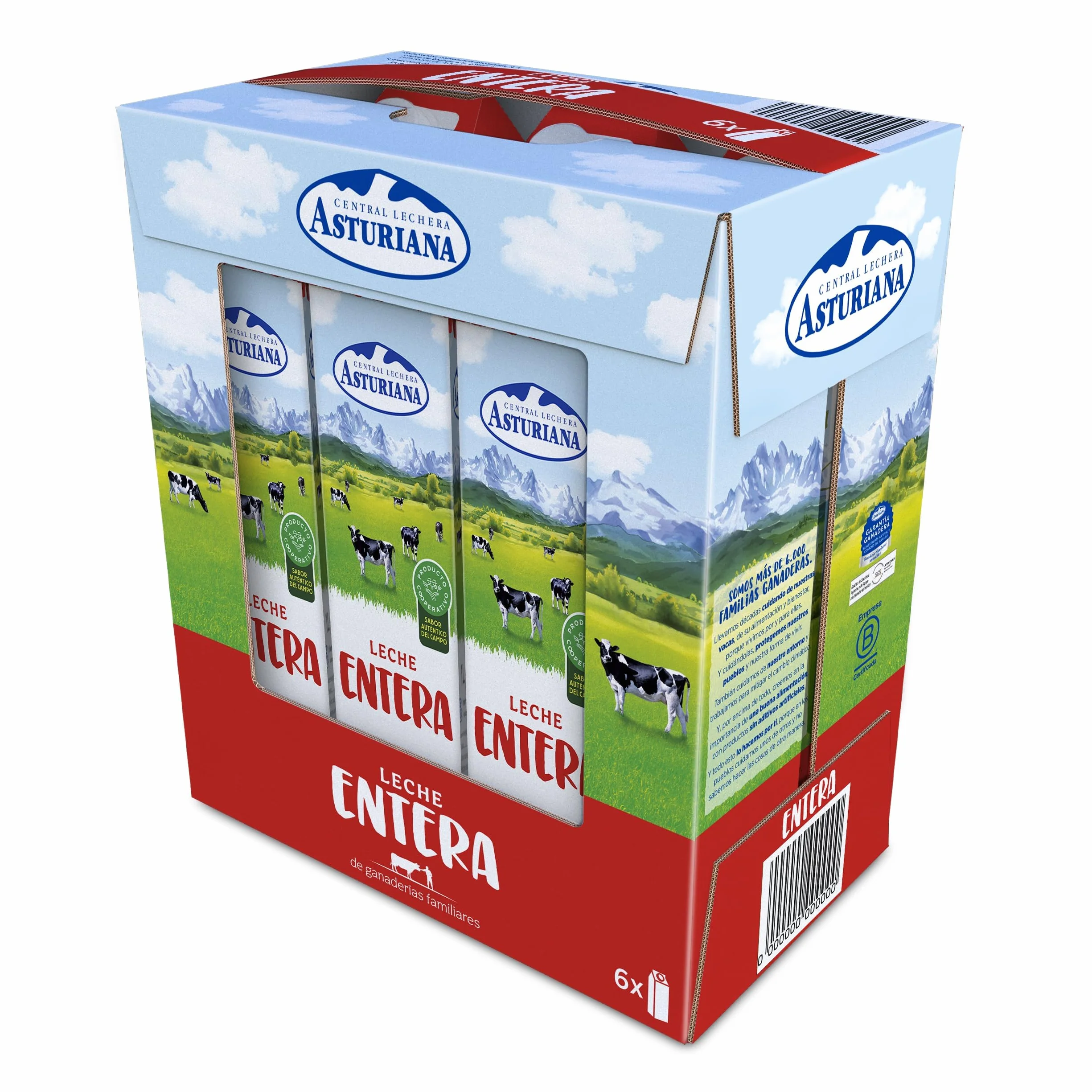 Central Lechera Asturiana Leche Entera Pack 6 x 1L