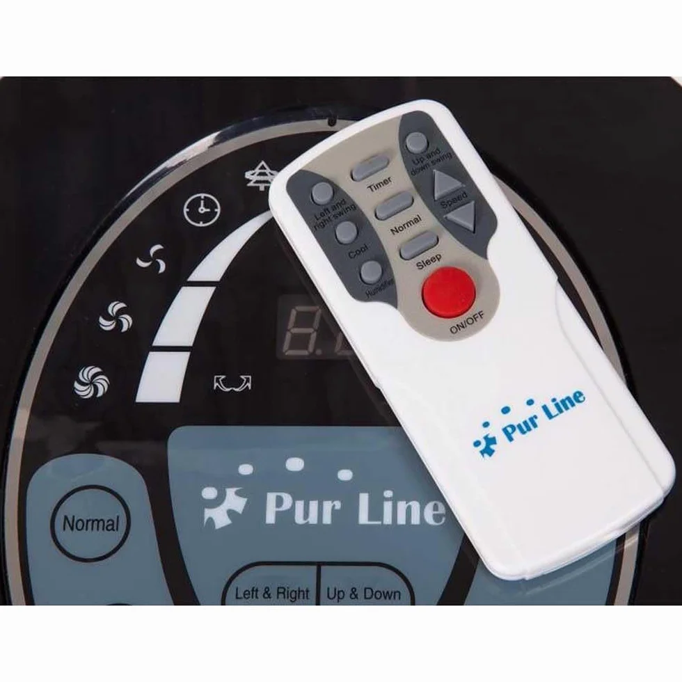 PUR LINE | Climatizador Evaporativo Digital Gran Capacidad Panel LED, 6 Velocidades, Ionizador, Temporizador de 24h, Rejilla Motorizada, Control Remoto y Tanque 15 Litros –