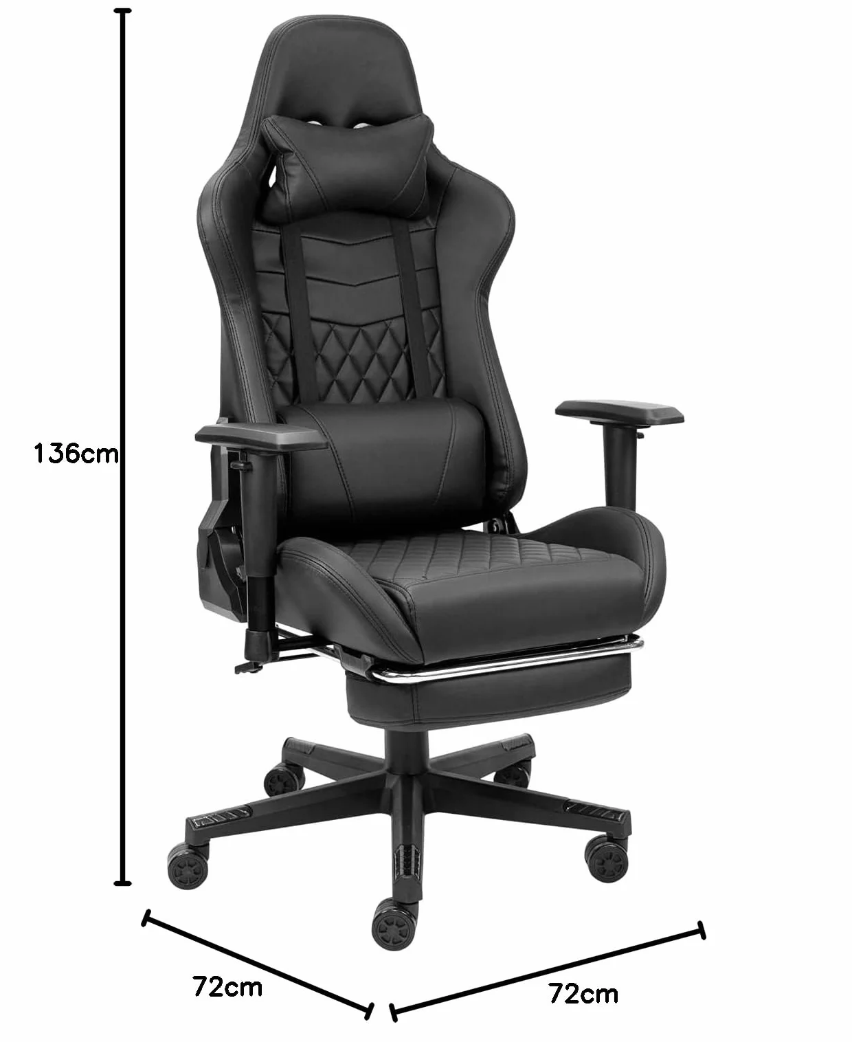 Silla Gaming de Ordenador Dark con Reposapiés y Asiento de Nylon Color Negro