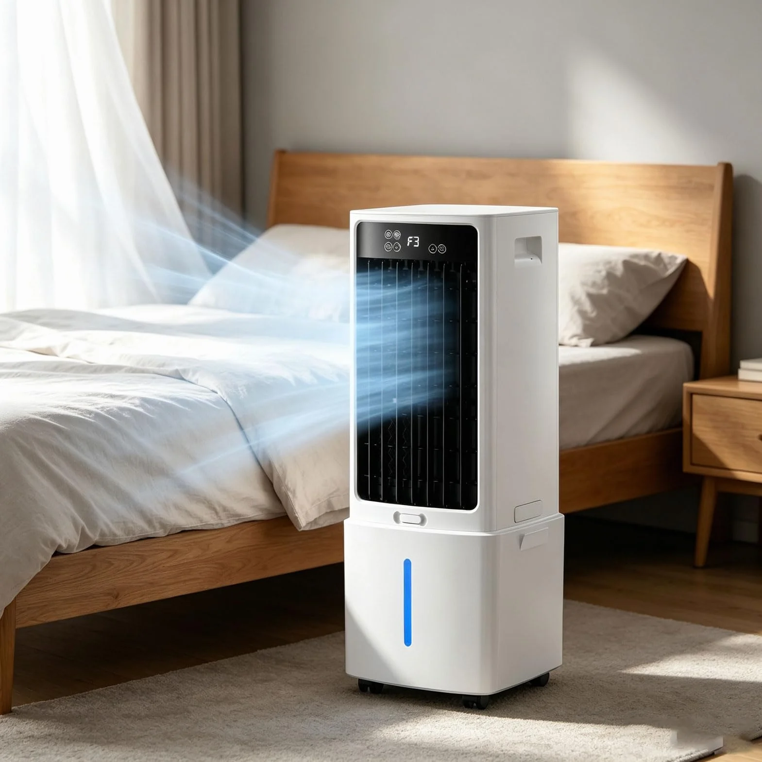 Enfriador De Aire Evaporativo PortáTil, Tanque De 12L, Enfriador De Pantano De 3 Velocidades, Distancia De Flujo De Aire De 10 M, Temporizador De 12h, para Casa, Restaurante, Garaje