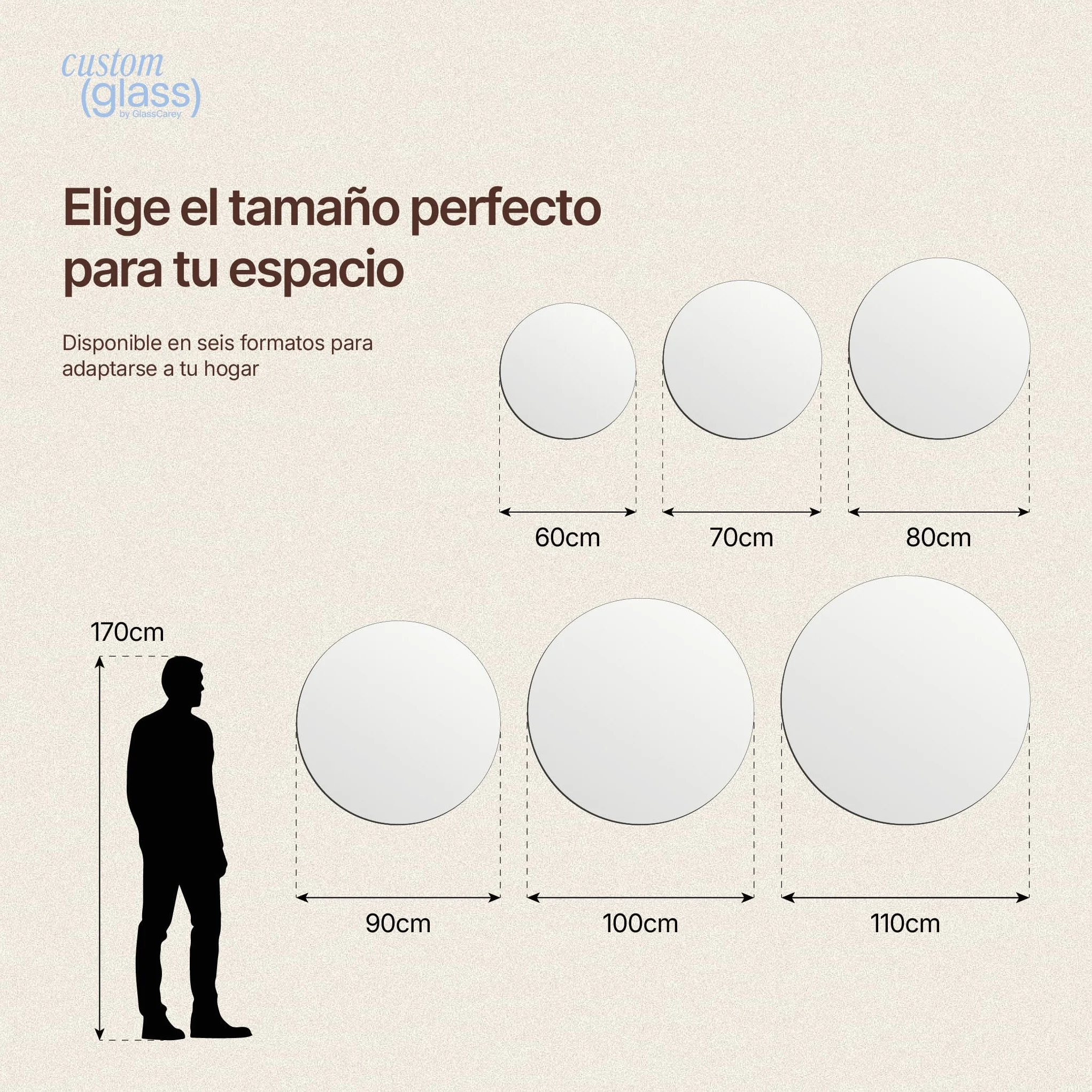 CustomGlass Espejo de Baño con iluminación Led Redondo Varias Medidas con Forma Circular Pared (Redondo 60 cm)