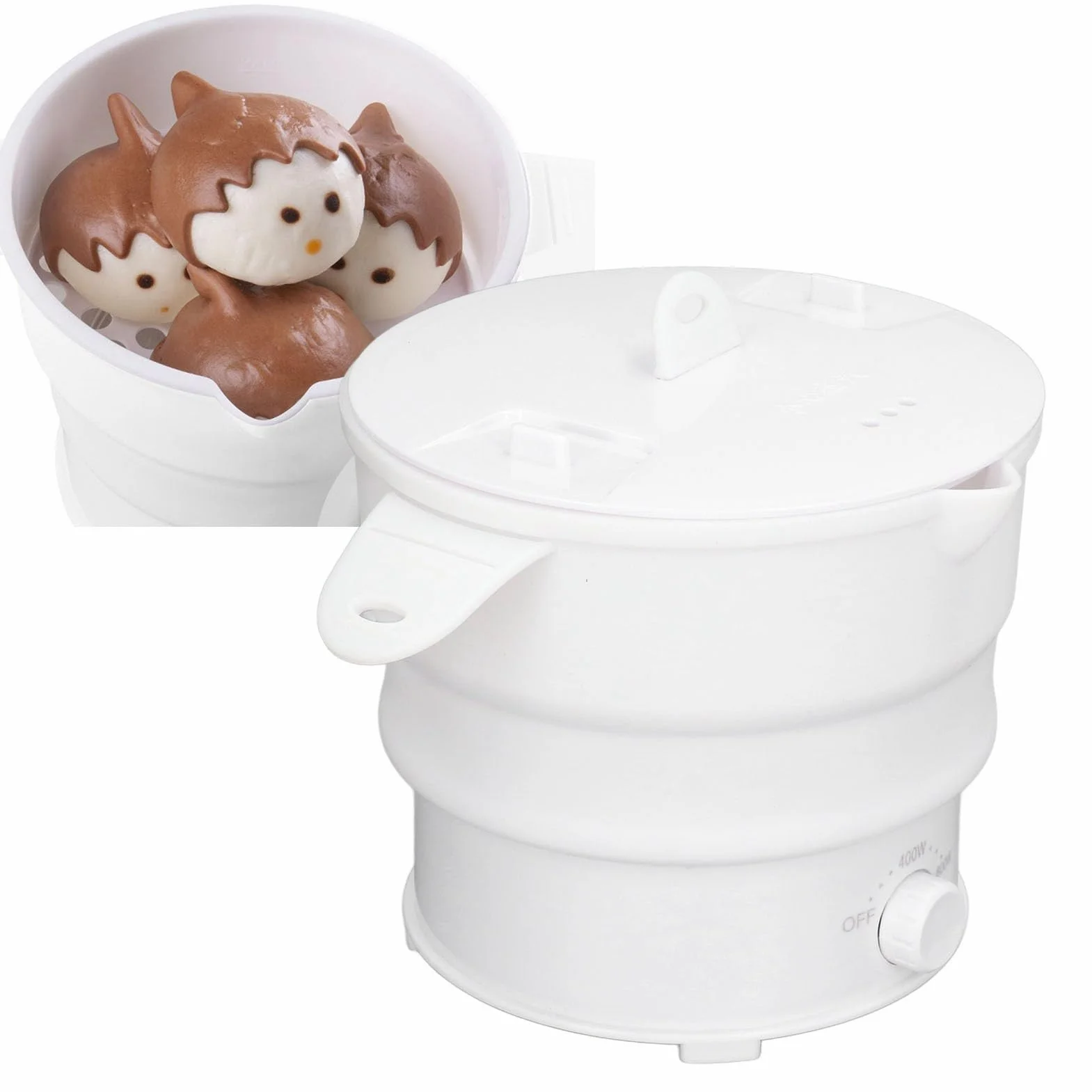 Olla Caliente Eléctrica 800W 1.2L Mini Plegable Portátil para Acampar, Oficina, Hotel
