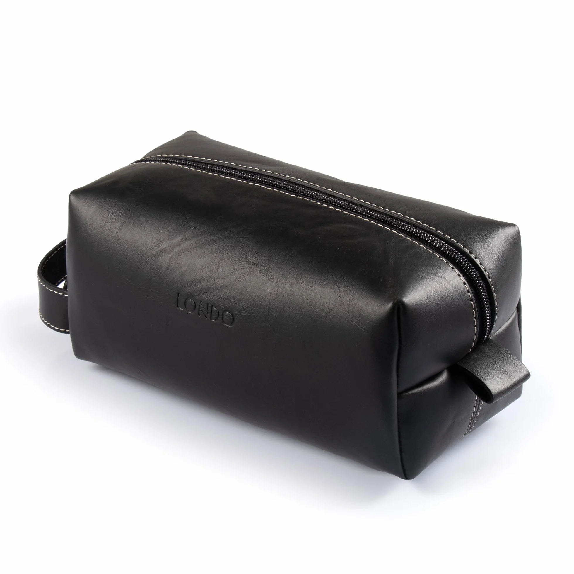 Londo Estuche de cuero para maquillaje y caja de reloj de viaje. Organizador de almacenamiento protector duradero y elegante de alta calidad para artículos de tocador y accesorios versátiles, Negro