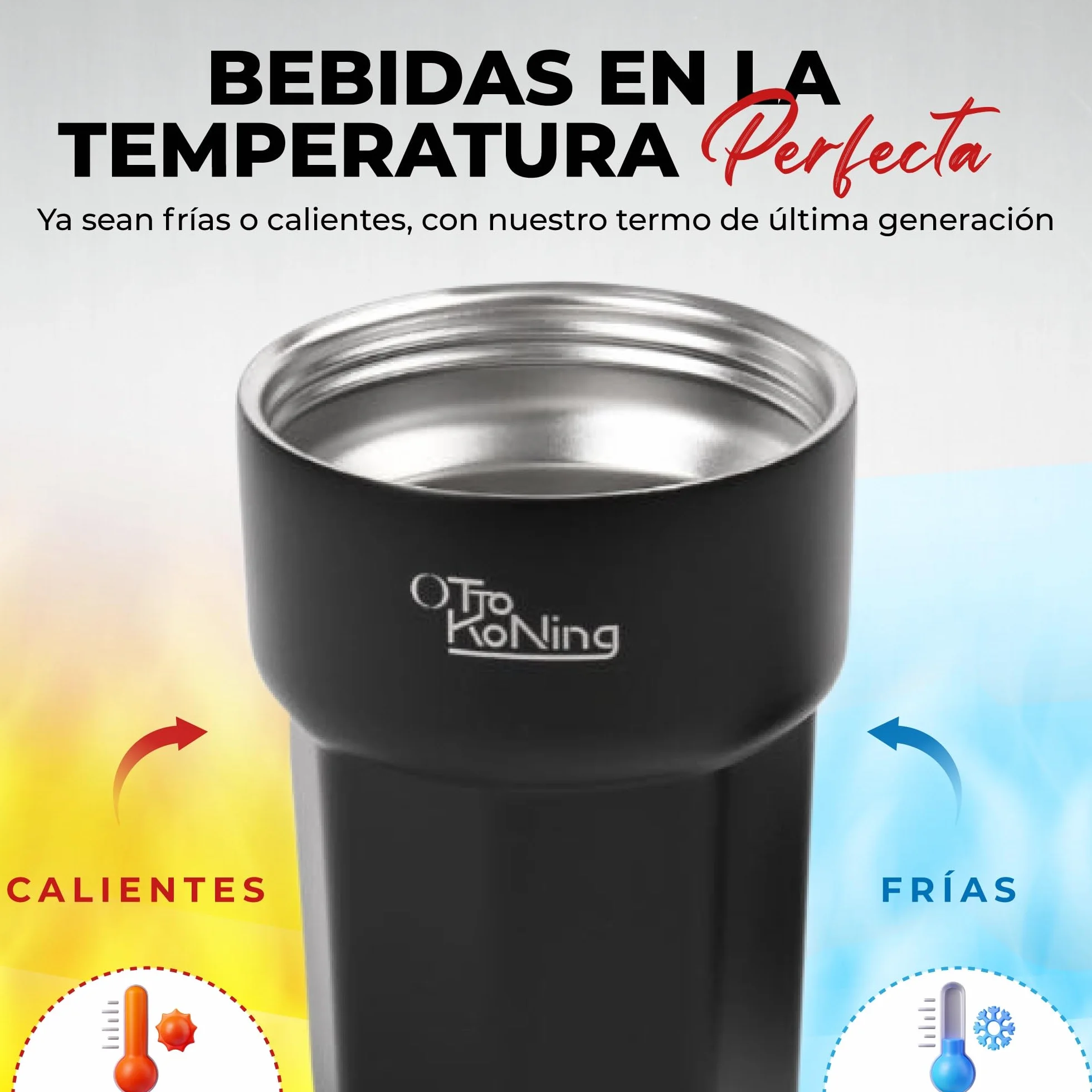 Otto Koning Termo Café 350ml. Taza de Café 100% a Prueba de Fugas, de Acero Inox sin BPA. Vaso Termo Café para llevar, Vaso Térmico para café, agua, té caliente y frío