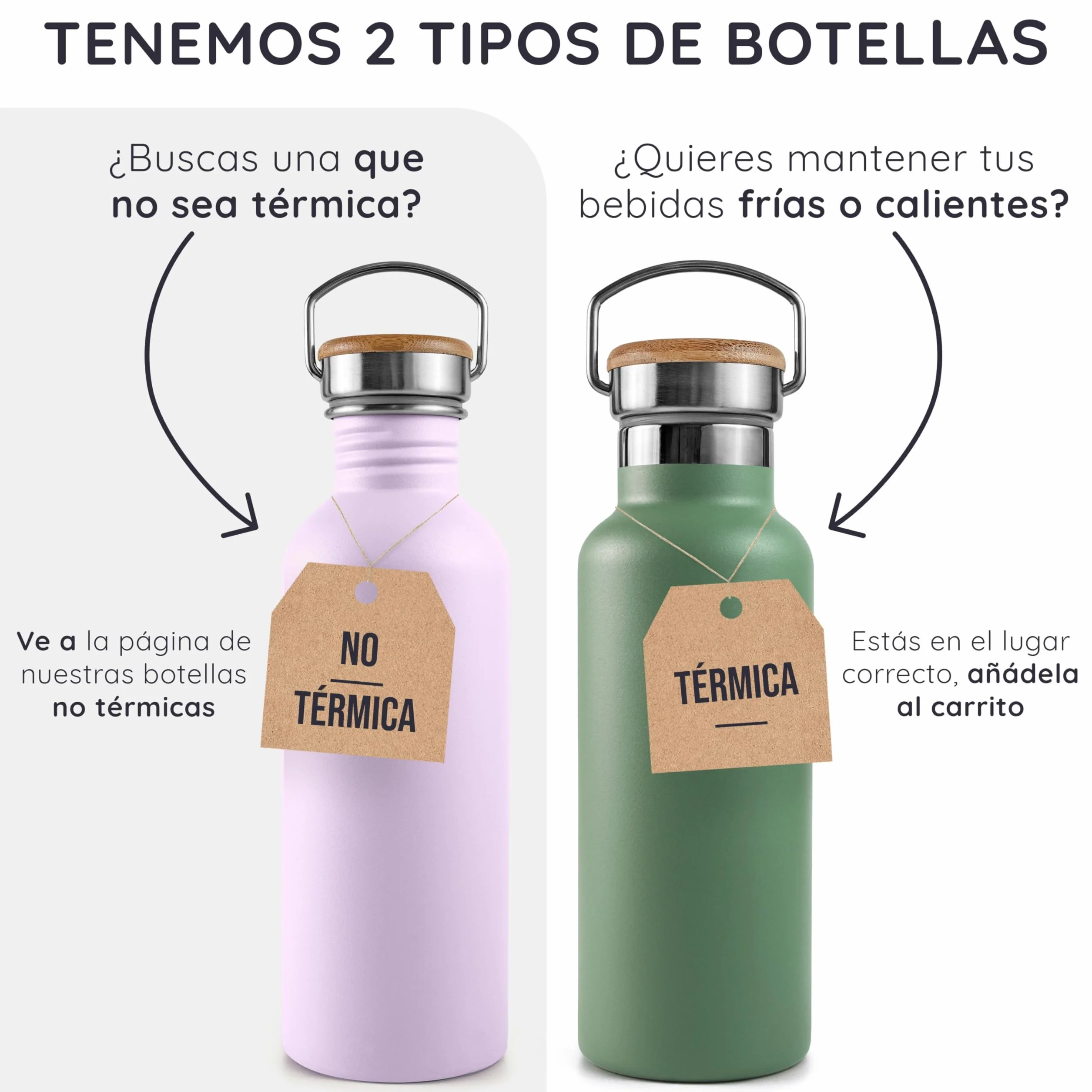Bambaw Botella Acero Inoxidable 1 Litro Termica Mantiene Bebidas Frías 24h Calientes 12h Metálica Isotermica con Asa