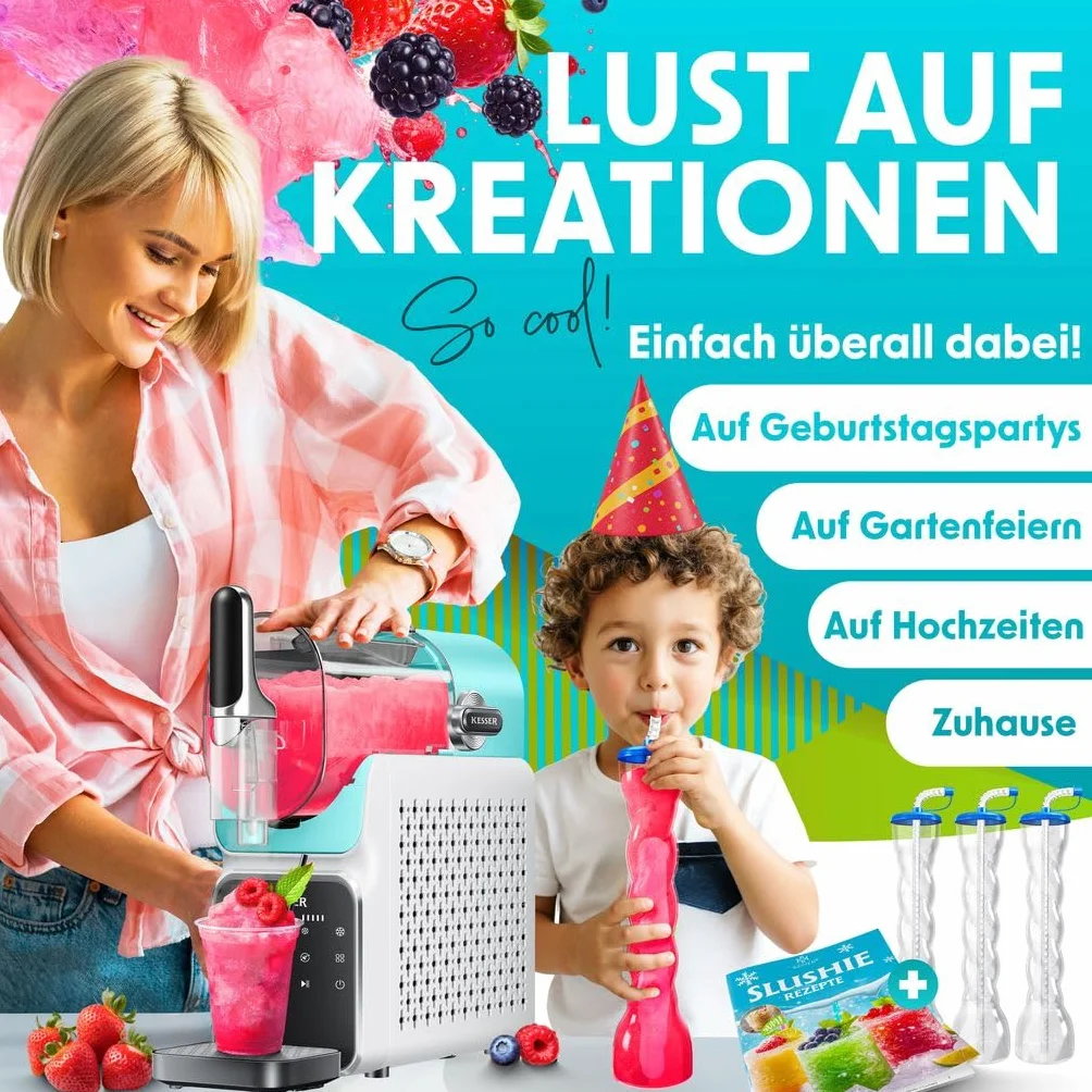 KESSER® Máquina de Slush 2L 6 Programas Hogar Fabricadora de Slush Helados Frappés Batidos