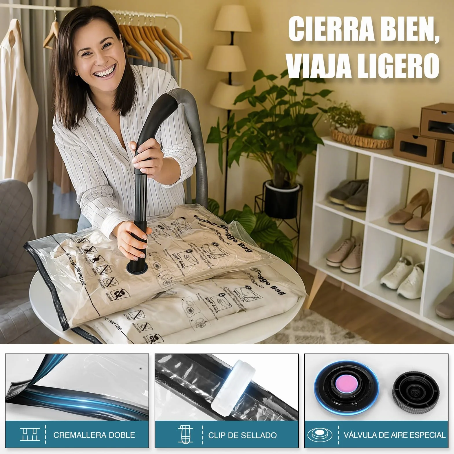 Bolsas de Almacenamiento al Vacío Accenter 5 Piezas 3XL 100x80cm 80x60cm Ahorra Espacio