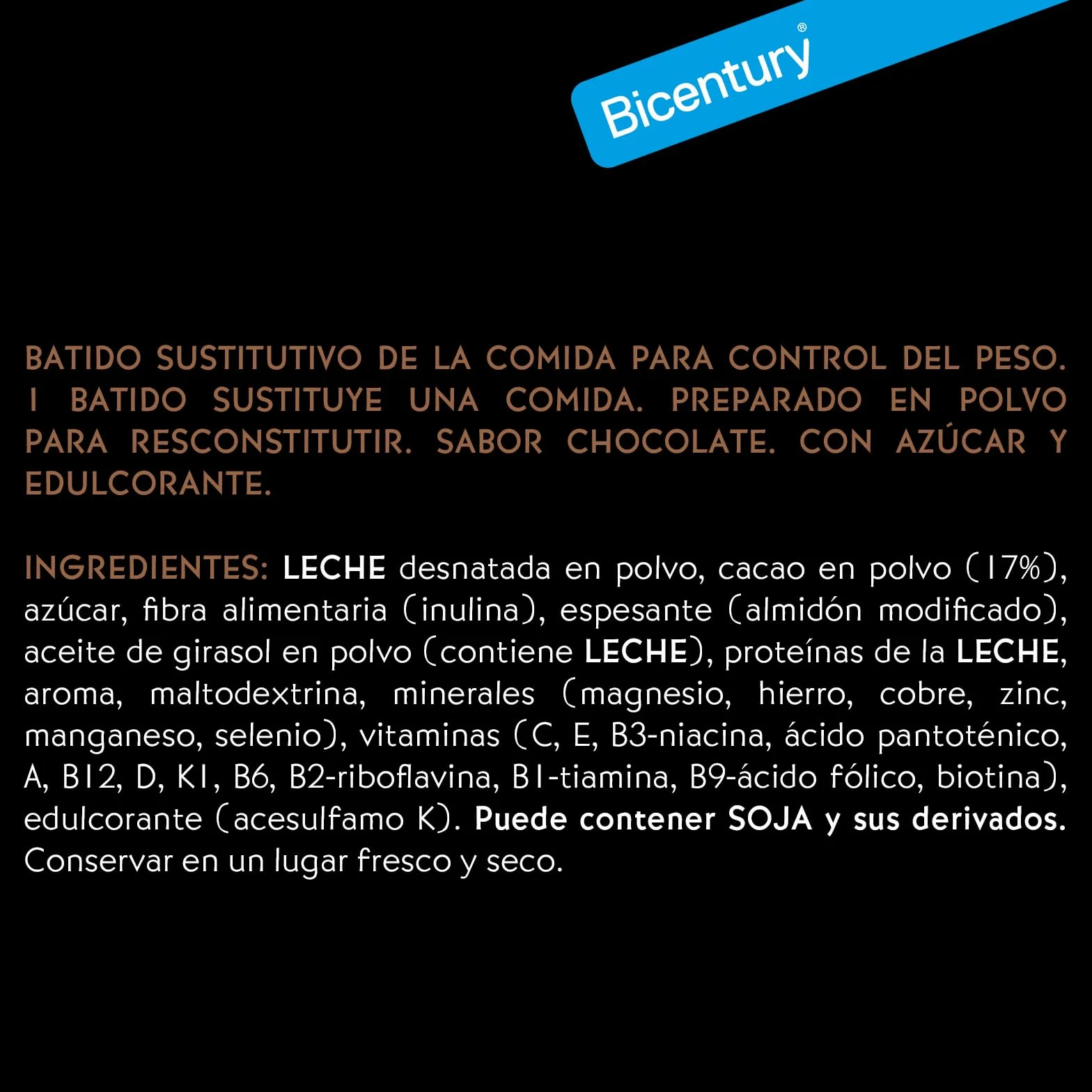Bicentury Batido Sustitutivo con Proteína Sabor Chocolate 225 gr
