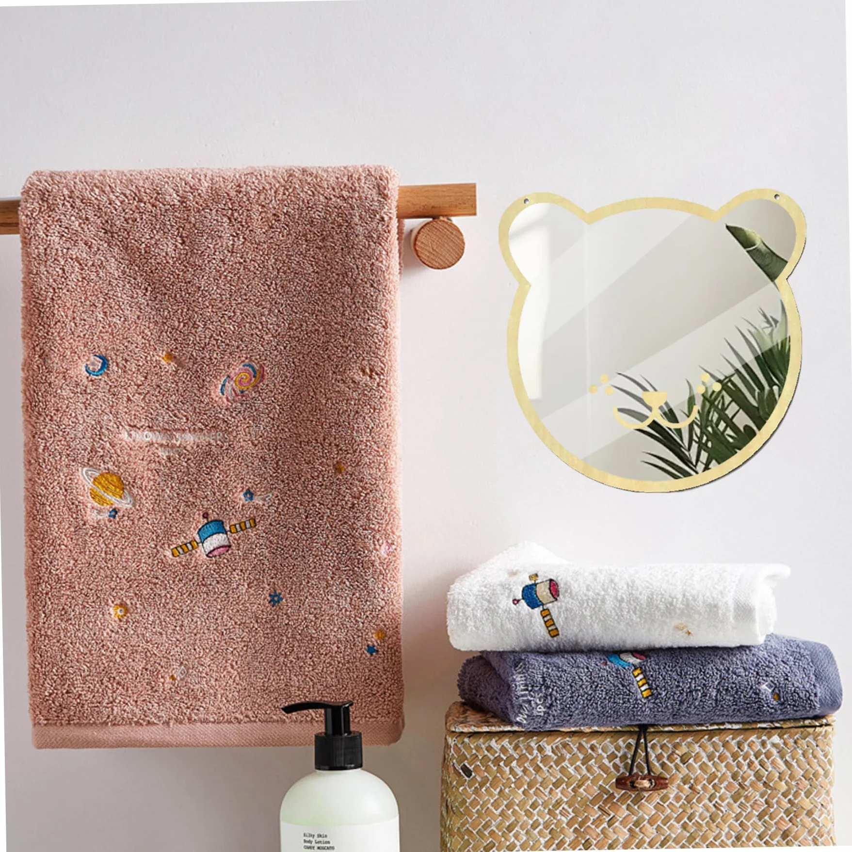 Espejo acrílico, Linda Forma de Oso Adhesivo Espejo para niños Seguros para la habitación de los niños, baño