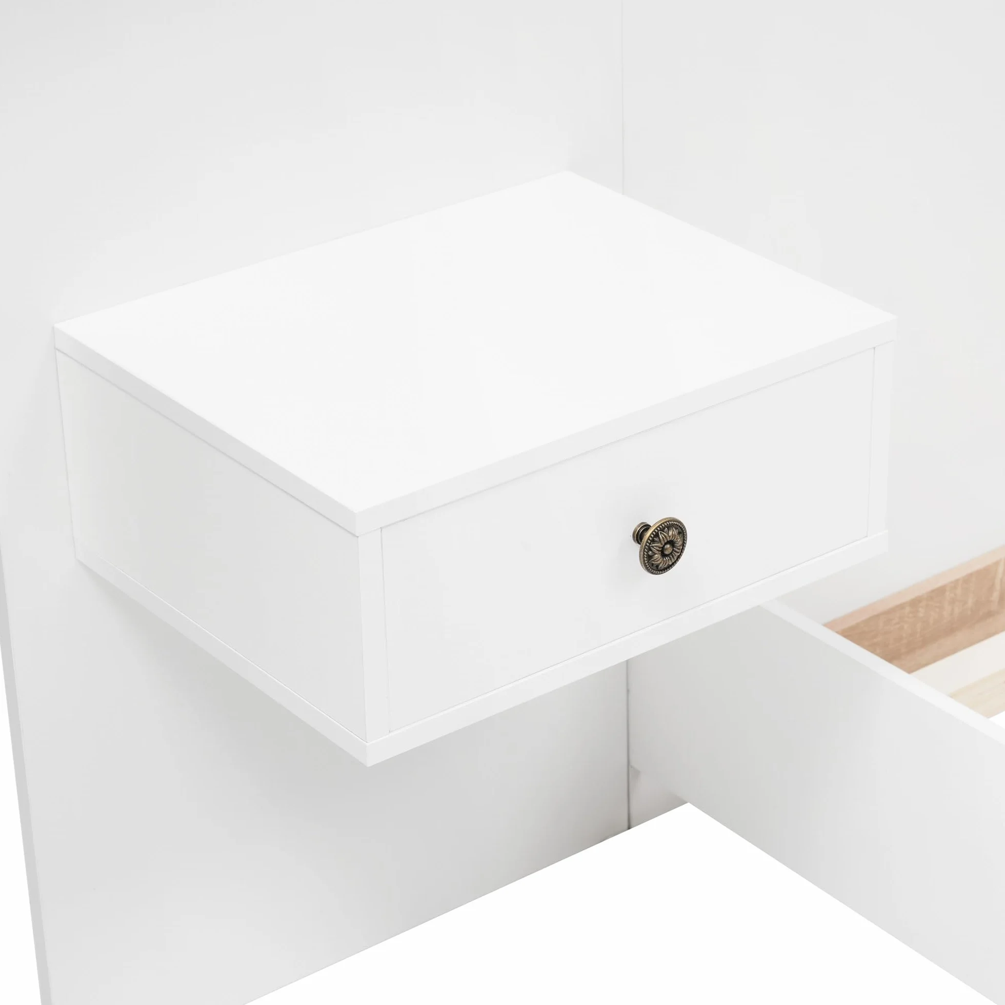 Dolamaní Dormitorio Juego completo 180 x 200 cm, cama doble con 2 mesitas de noche, cama de madera con cabecero y marco de cama, con 2 cajones, blanco (doble*180, con mesita de noche)