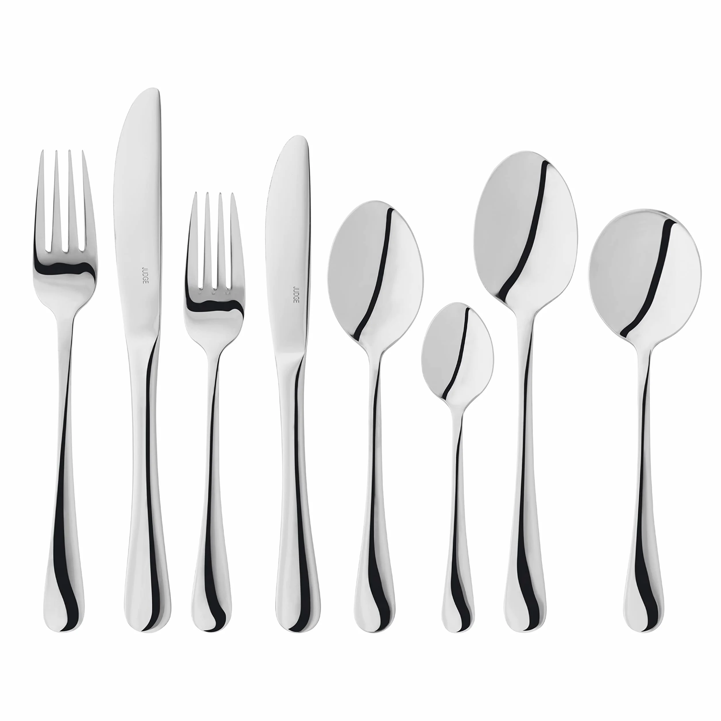 Judge Windsor BF71 18/0 Stainless Steel Cutlery 58-Piece Set for 8 Place Settings with 2 Serving Spoons - 25 Year Guarantee
