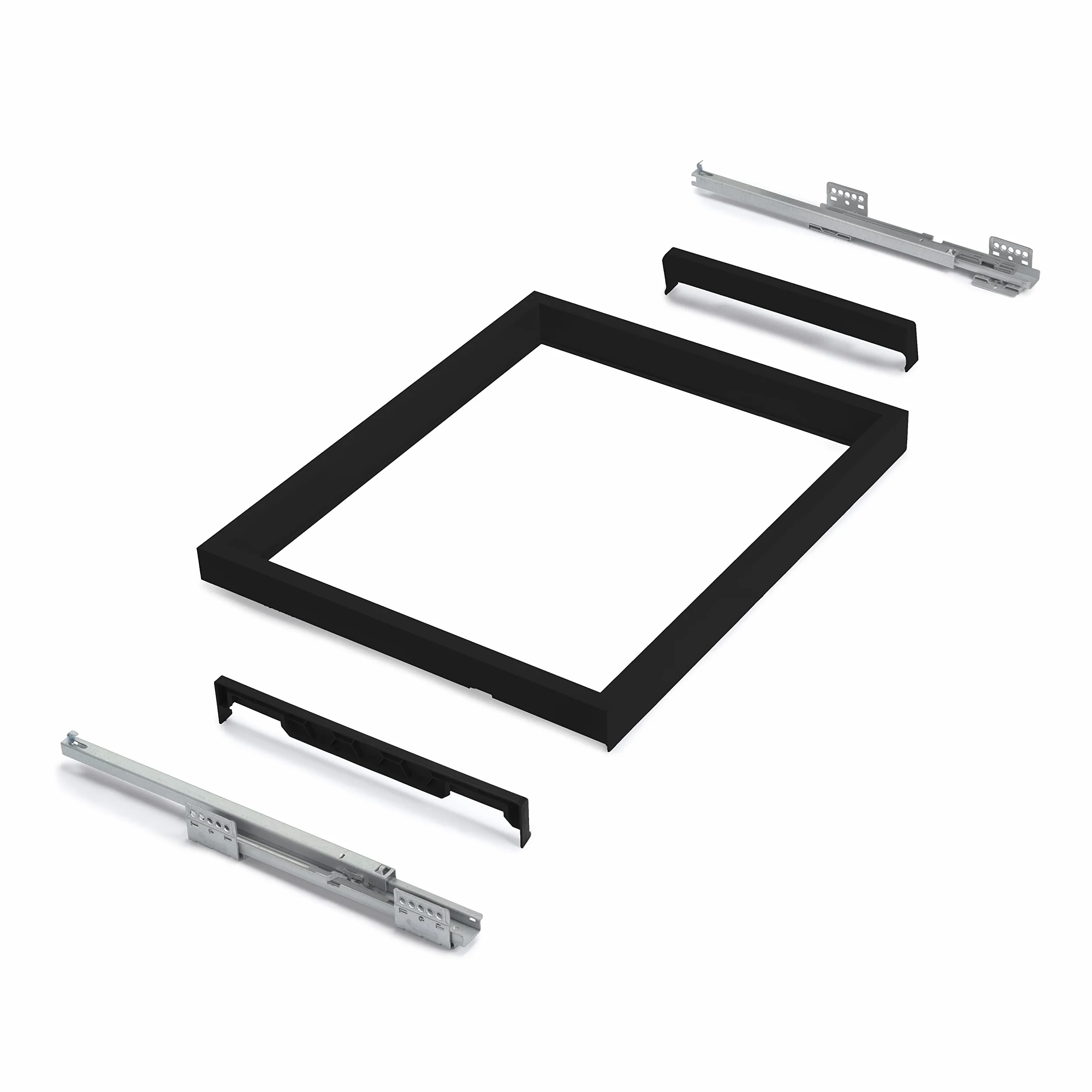 Bastidor con guías de Cierre Suave Ancho Regulable 560-594 Pintado Negro Texturizado 2 ud