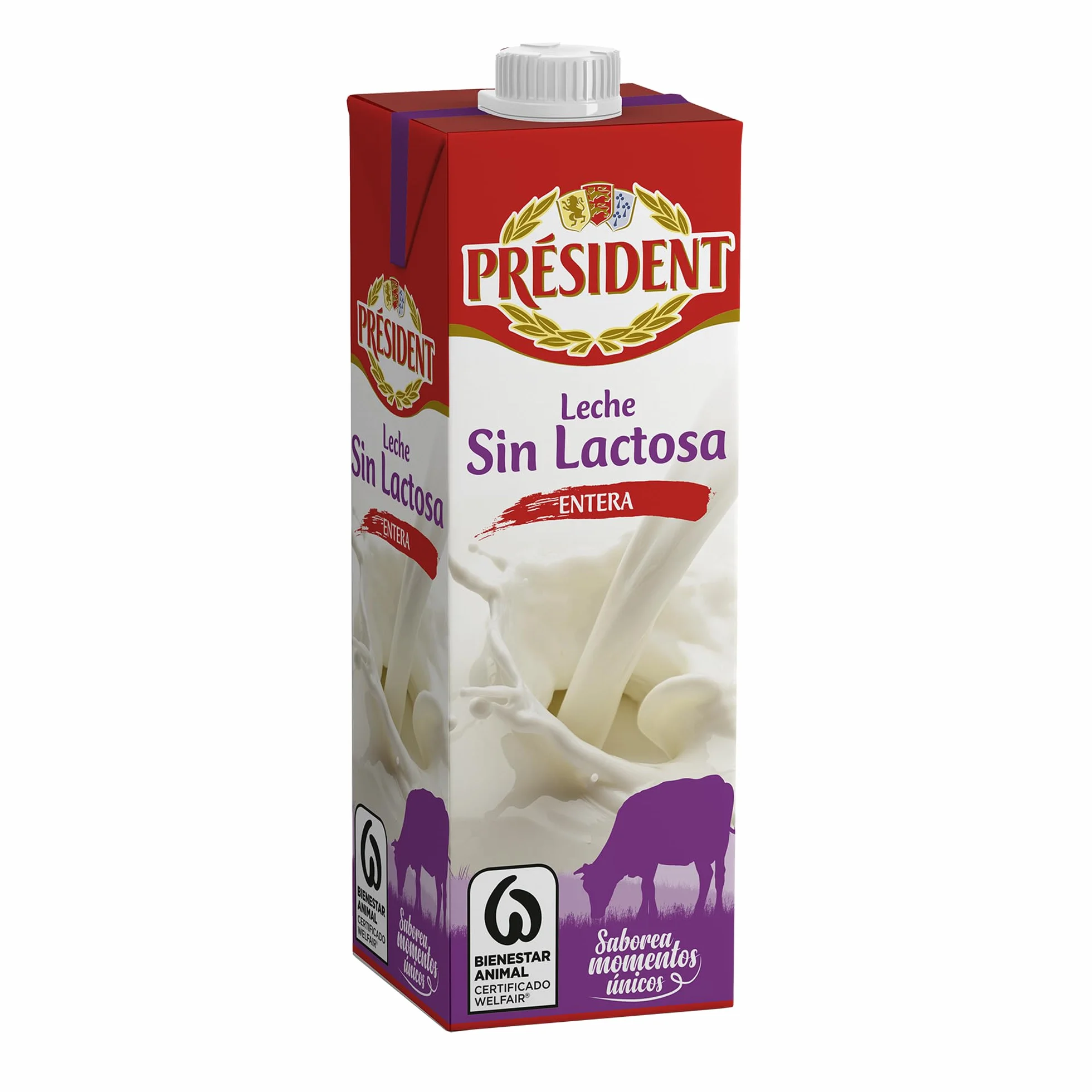 Président Leche Entera Sin Lactosa UHT Natural de Galicia Pack 6 x 1 L