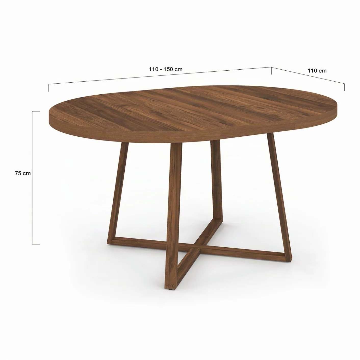 IDMarket - Mesa de Comedor Extensible Redonda Selma 4-8 Personas Nogal 110-150 cm