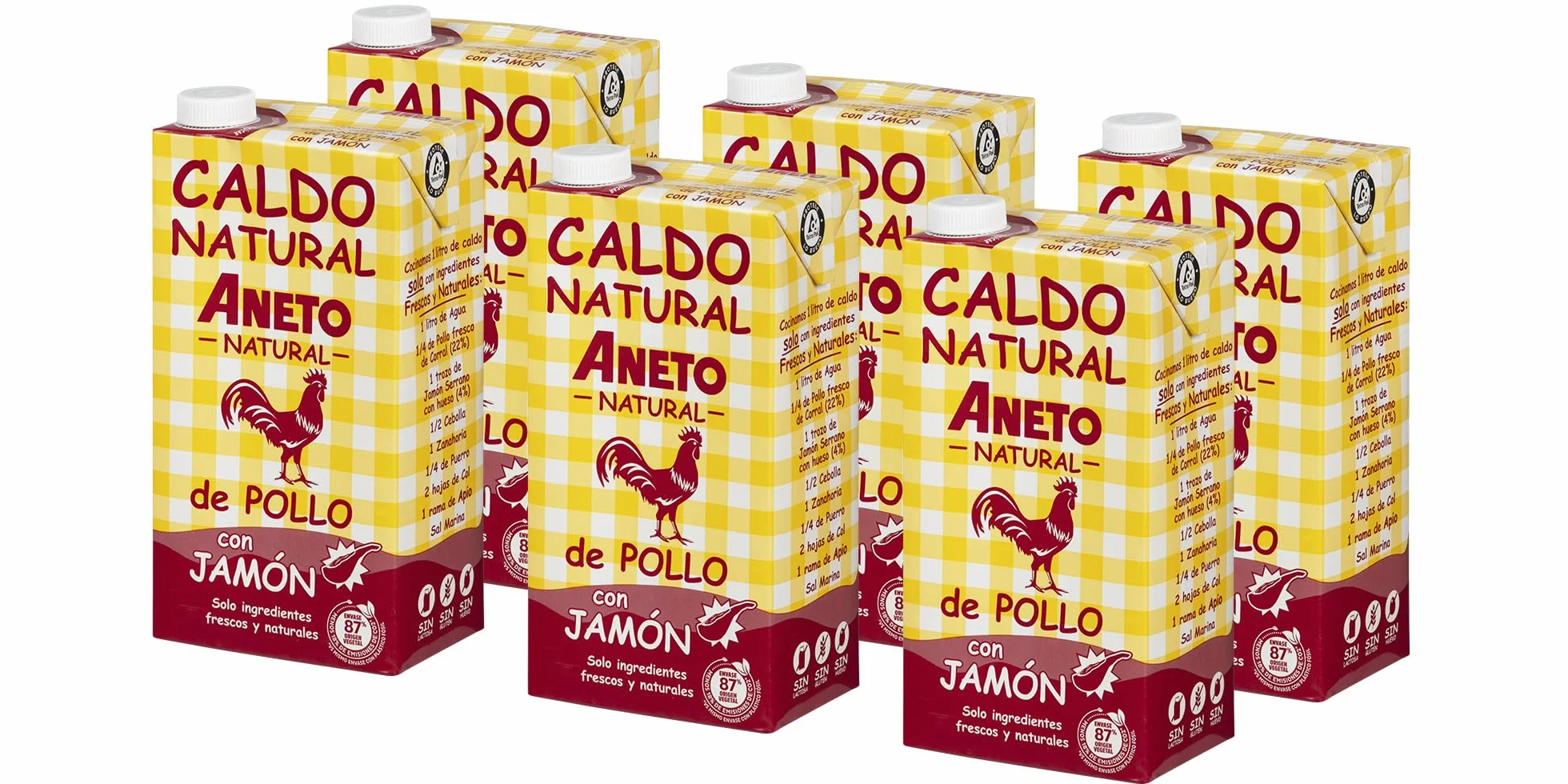 Aneto Caldo de Pollo con Jamón 1L Caja de 6 Unidades