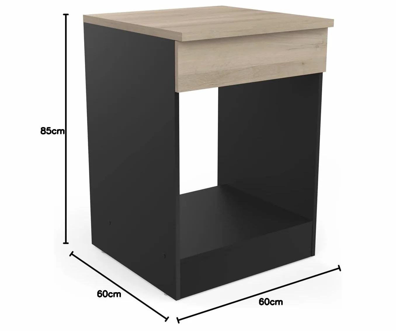 Demeyere Mueble bajo Horno, Origan, Fabricado en Francia, Garantía de 2 años, Madera de ingeniería, Kronberg/Negro Mate, L 60 x P 60 x H 85 cm
