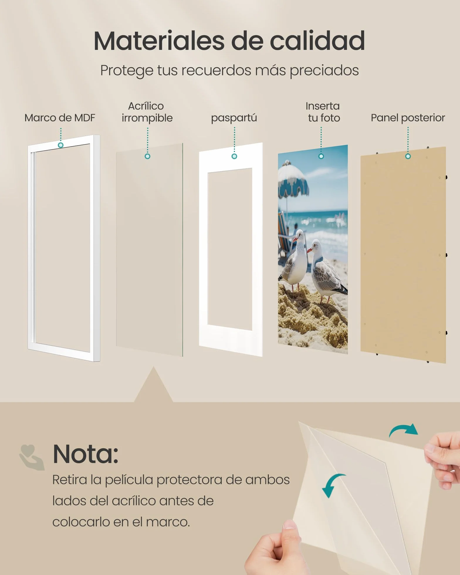 SONGMICS Marcos de Fotos 30 x 40 cm, Portafotos de Pared, Tablero MDF, con Clavos sin Rastro, Juego de 3, Blanco RPF057WZ01