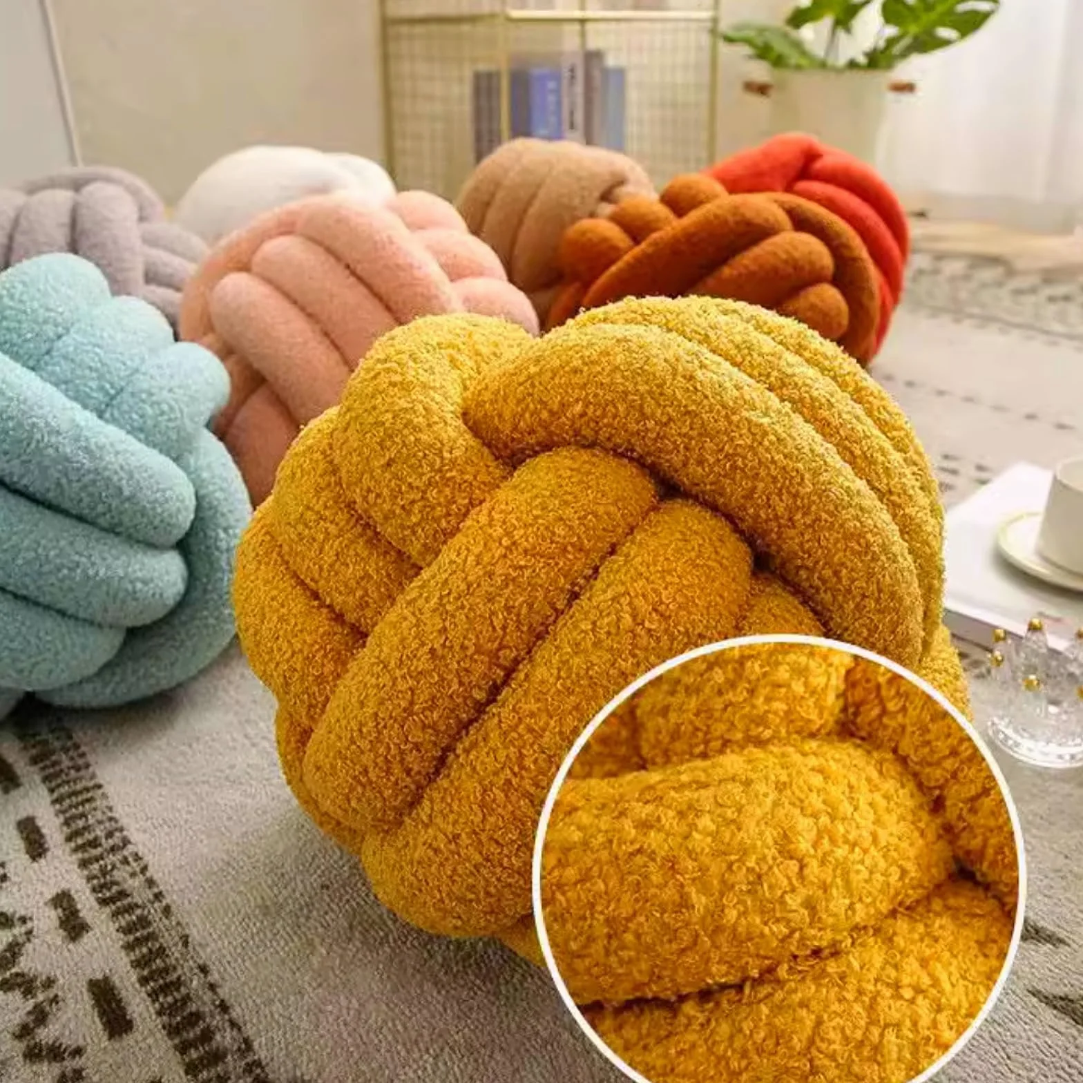 Fay Bless Cojín redondo suave hecho a mano azul profundo 28 cm para dormitorio cama sala de estar
