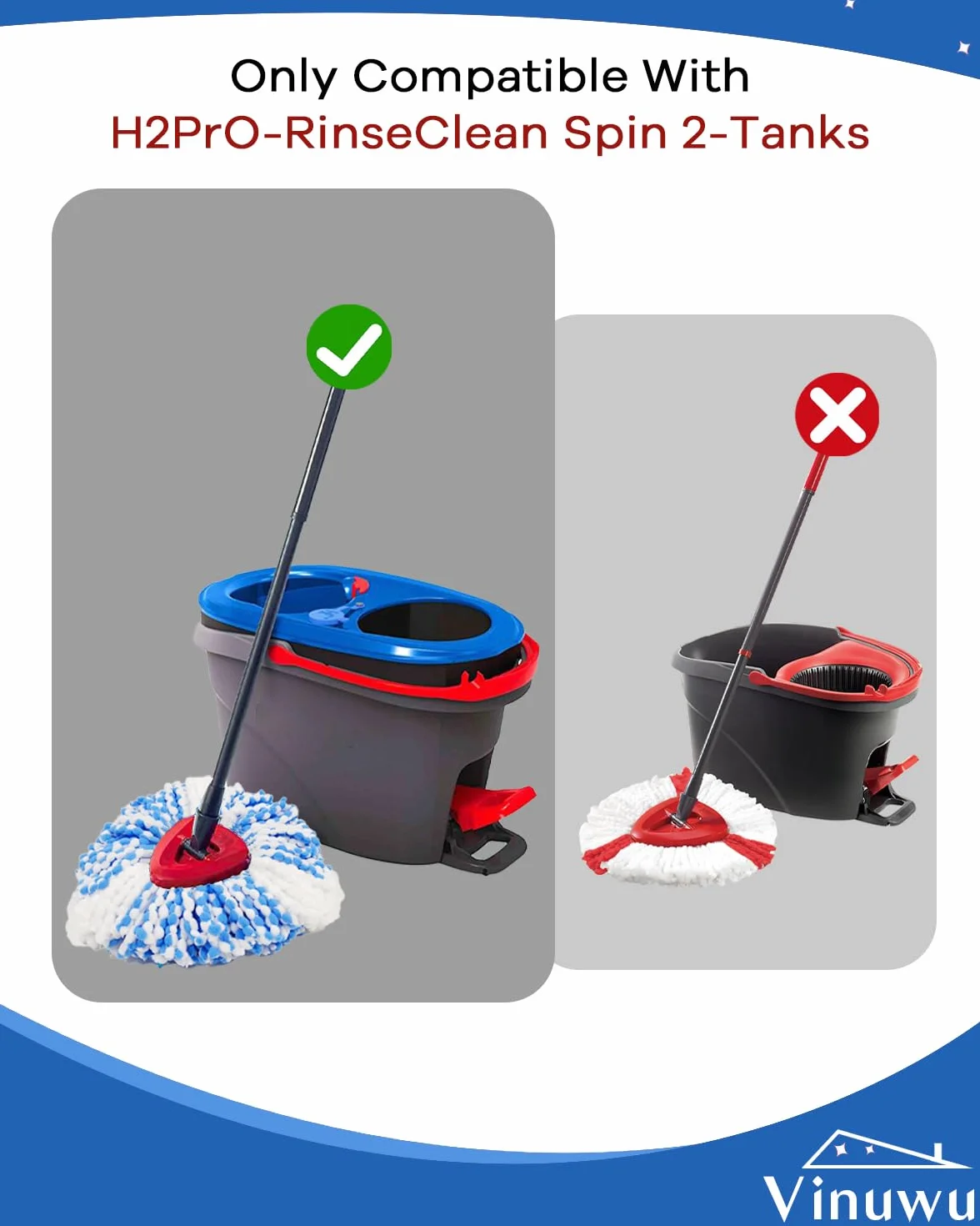 Vileda H2prO Paquete de 5 recambio fregona con pedal microfibra RinseClean