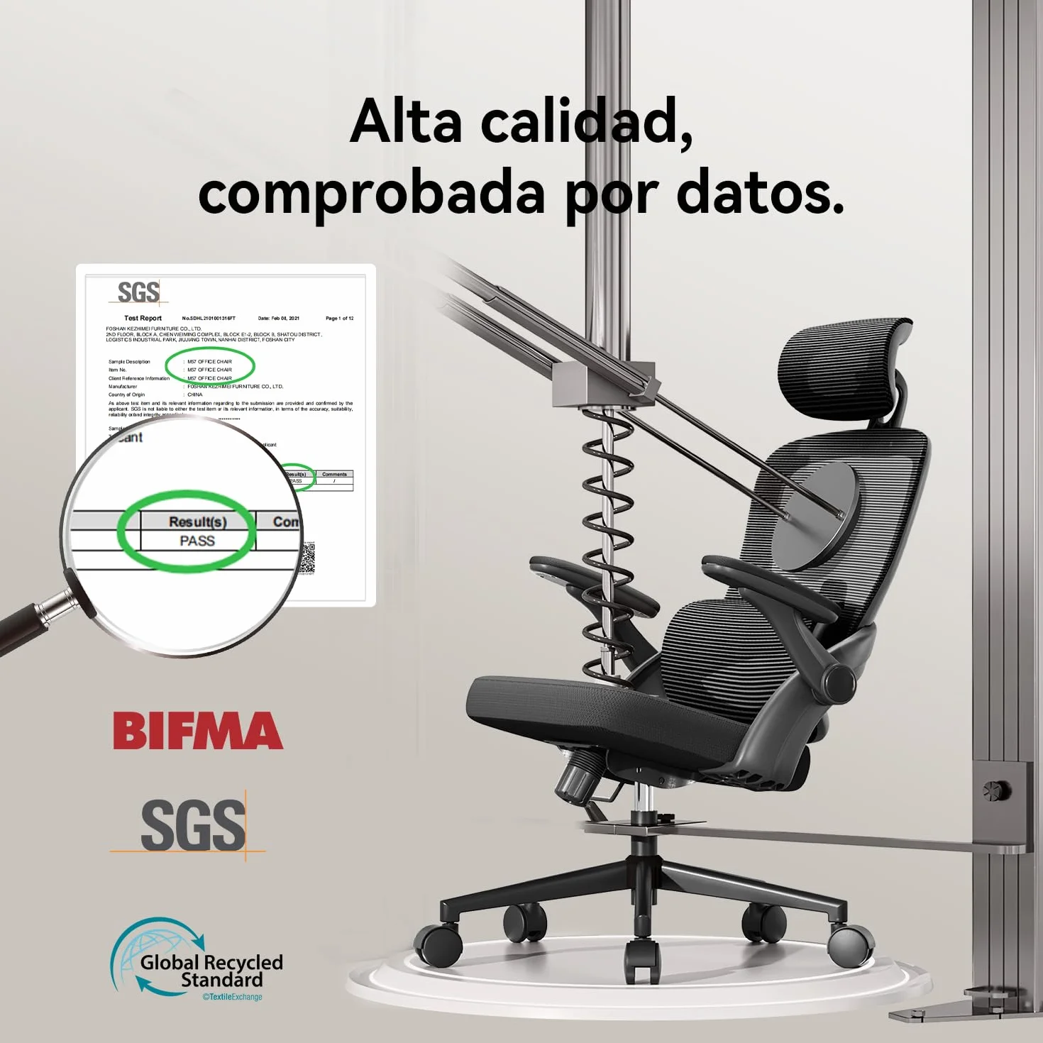 SIHOO M102C Silla ergonomica Escritorio, Silla de Oficina Grande y Alta con reposabrazos Plegables, Soporte Lumbar Ajustable Silla Escritorio, Silla Oficina ergonómica para Uso doméstico - Negro