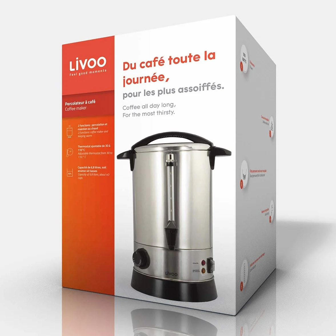 Livoo Percolador de café 950 W 6,8 camas