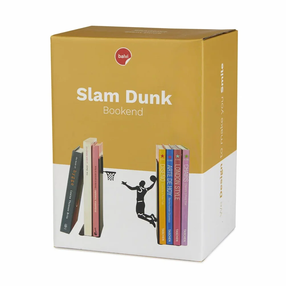 Balvi Sujetalibros Slam Dunk Color Negro Soporte para Libros de Estantería en Forma de Jugador Balonc