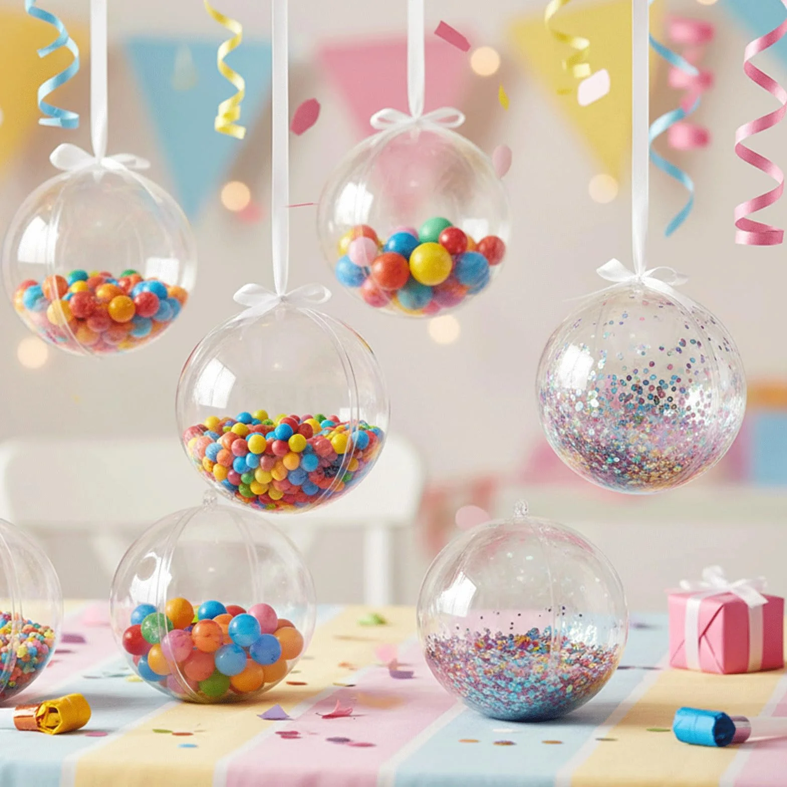 Bolas de Navidad Transparentes Rellenables 6CM, 20 Piezas Decoraciones Navideñas