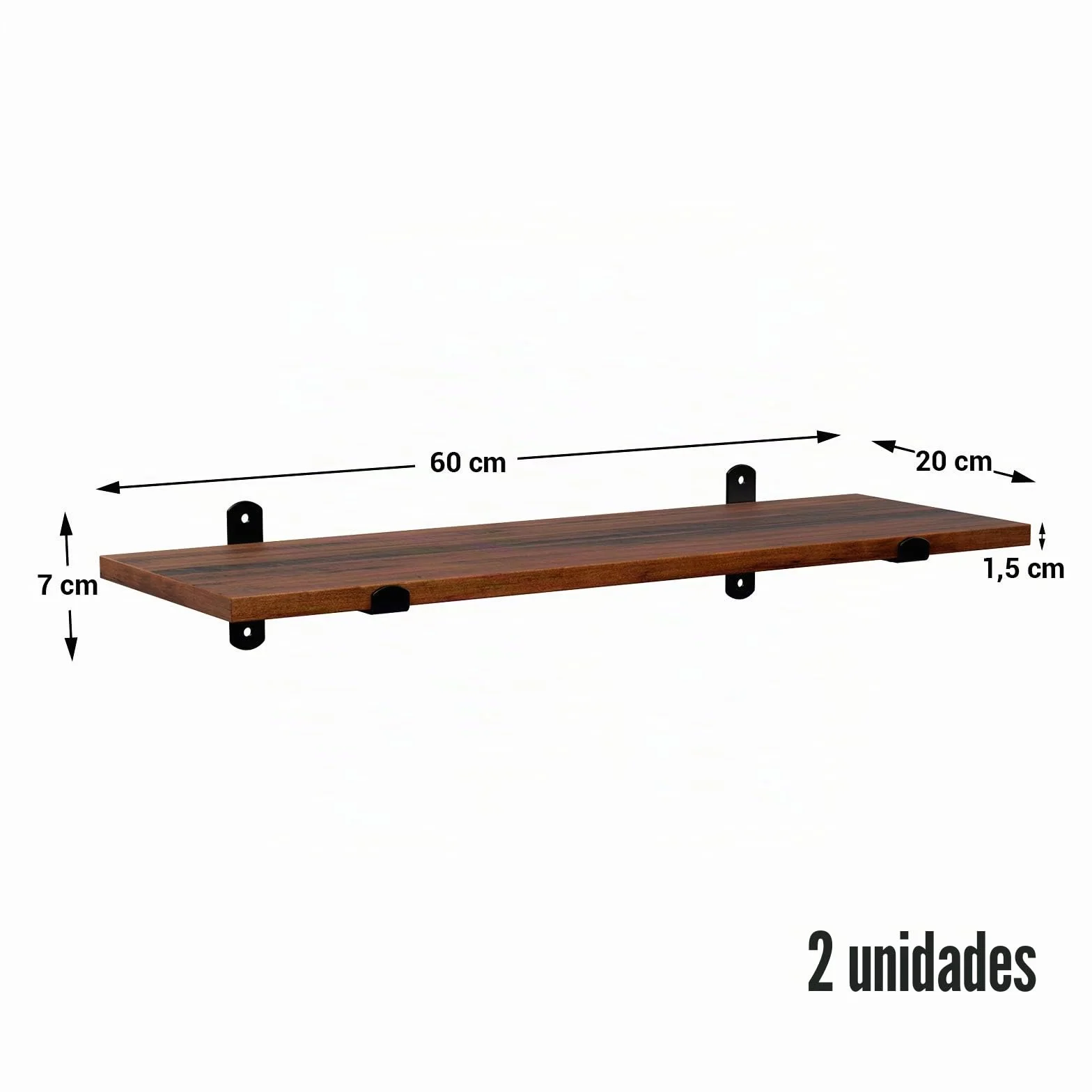 SONGMICS Estante de Pared Flotante Juego de 2 20x60x7 cm 10 kg Marrón Rústico y Negro Tinta LWS04NB