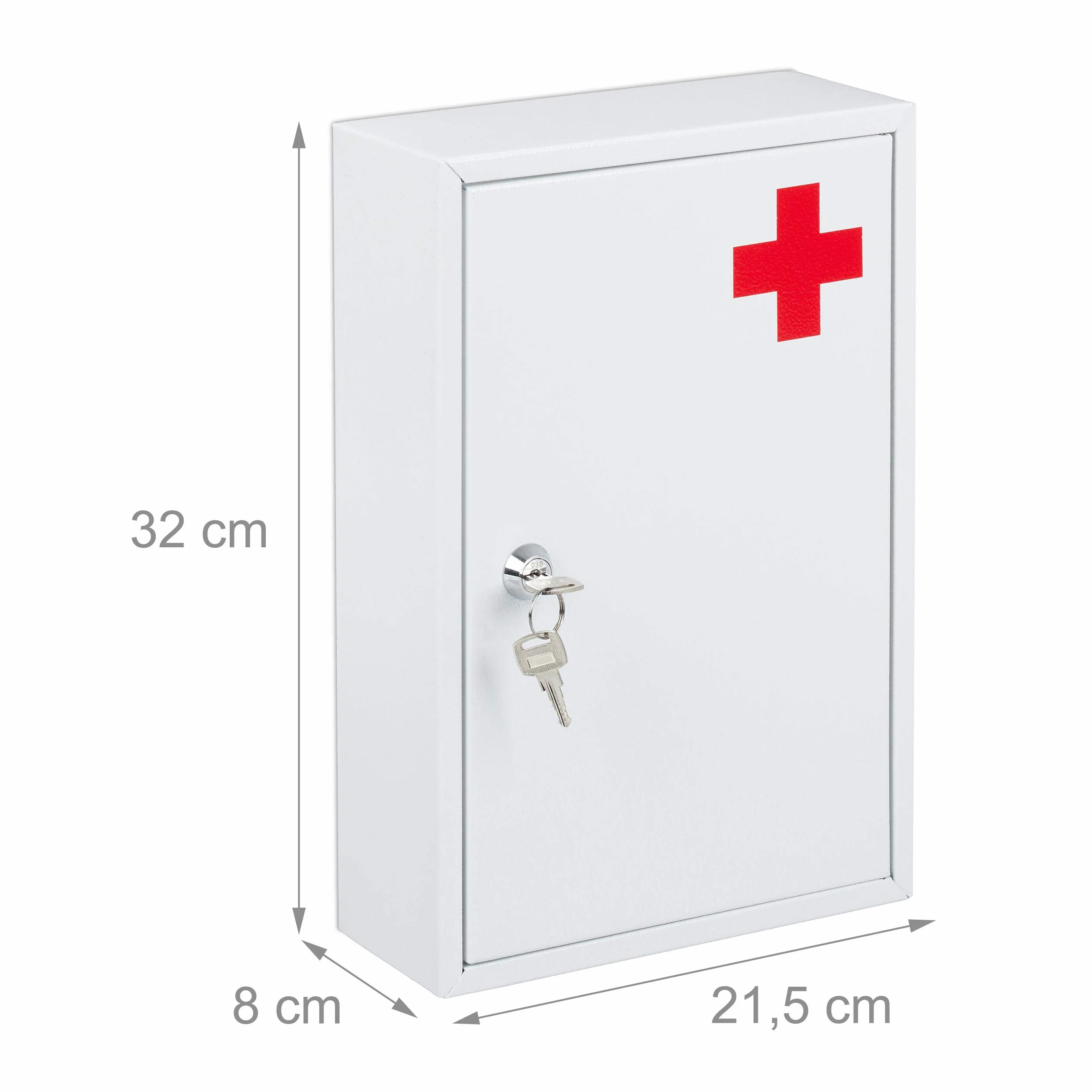 Relaxdays Armario Botiquín Pared 2 Compartimentos 32 x 21,5 x 8 cm Blanco y Rojo