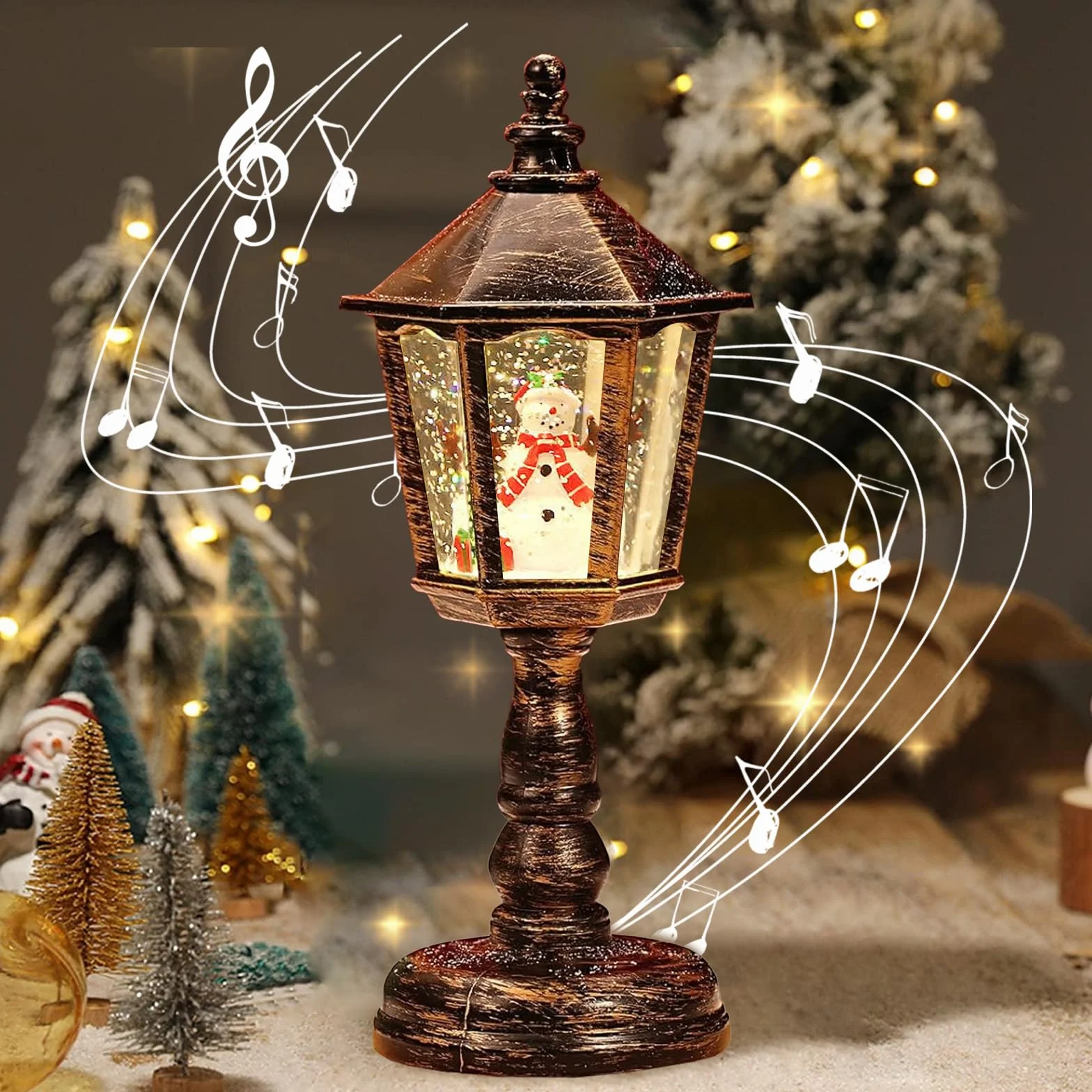 Globo de Nieve de Navidad con Música y Luz, Farolillo Vintage, Decoración Hogar