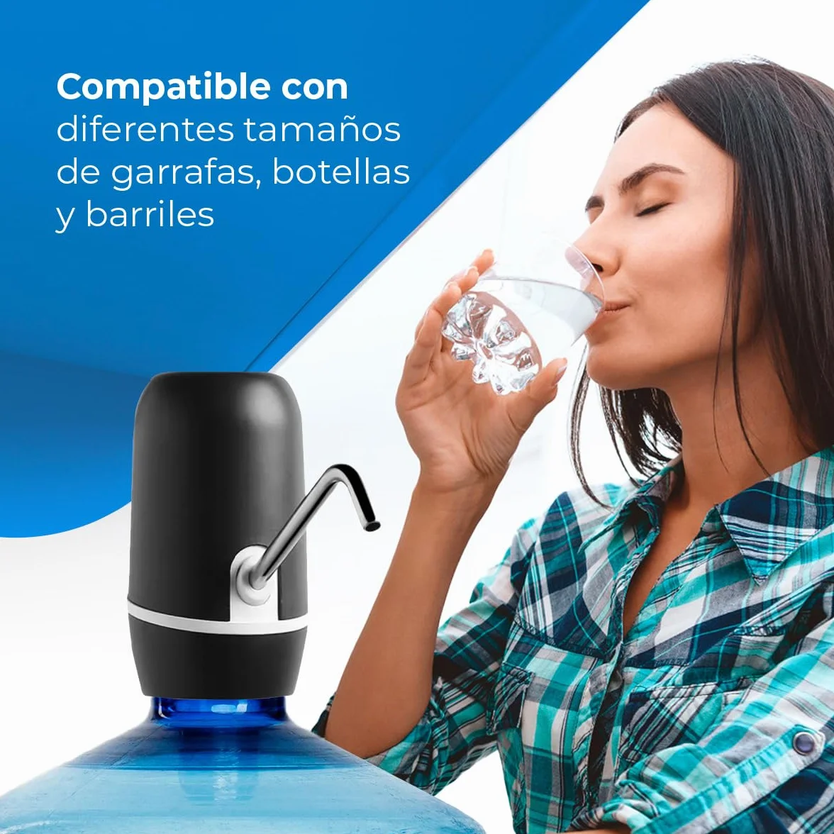 NK Dispensador de Agua Automático Carga USB 1200mAh Acero sin BPA Negro 16cm