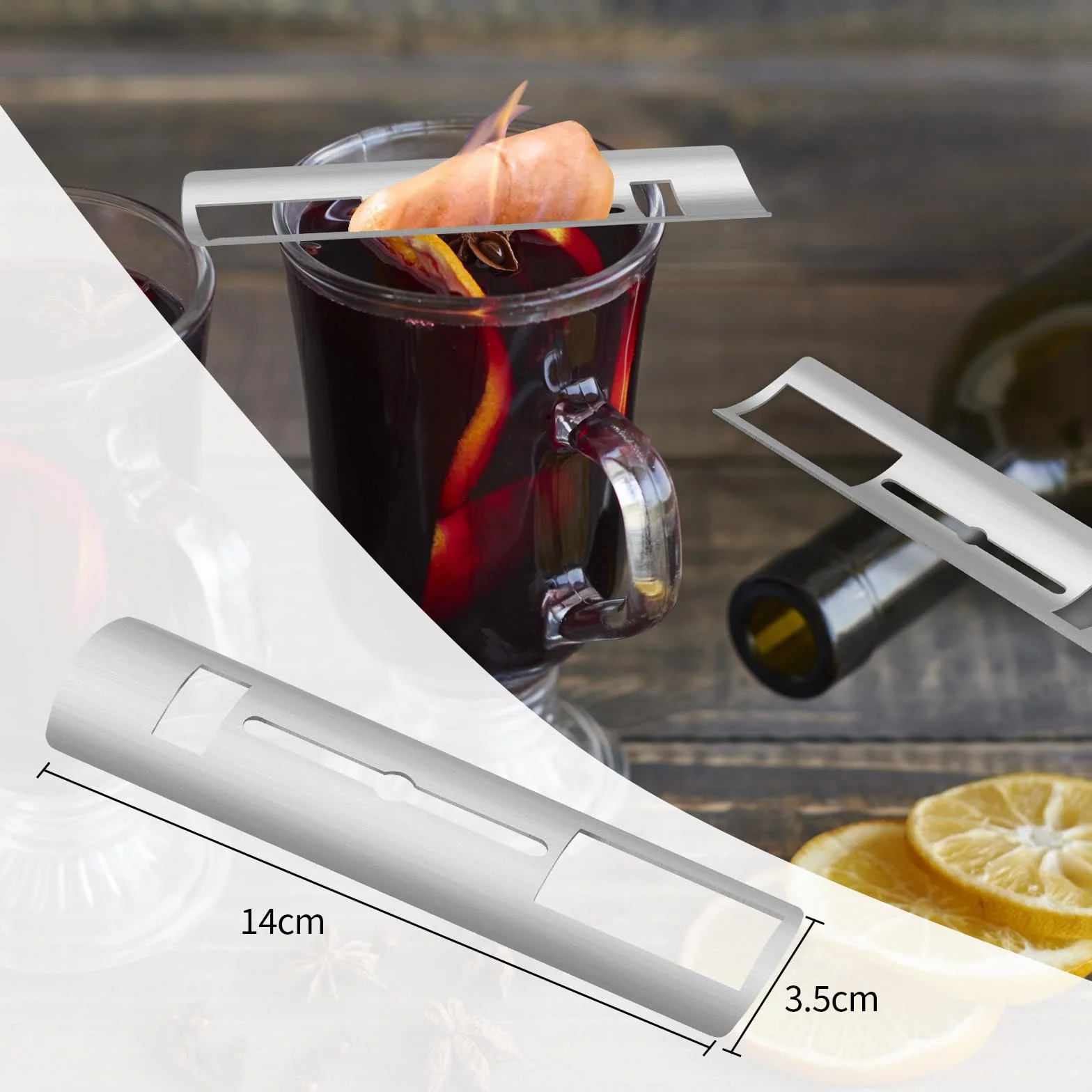 Juego de 4 pinzas para azúcar para Feuerzangenbowle mini pinzas para fuego de acero inoxidable 3,5 x 14 cm para vino caliente, mini panes de azúcar, azúcar y ron